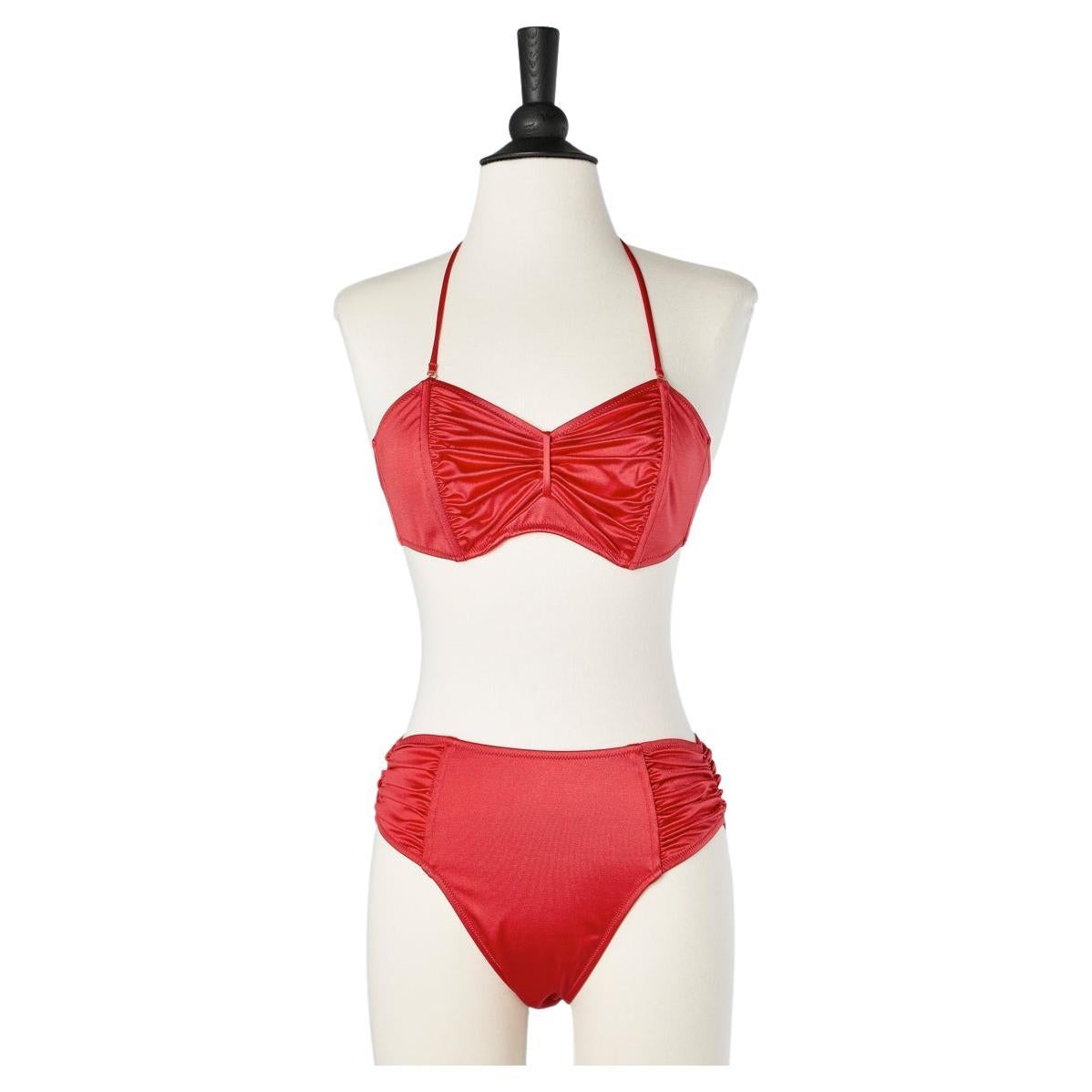 Red lycra draped bikinin Christian Dior NEW