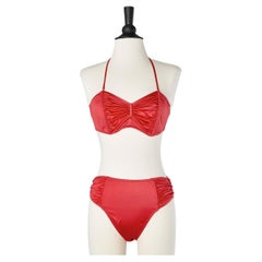 Red lycra draped bikinin Christian Dior NEW