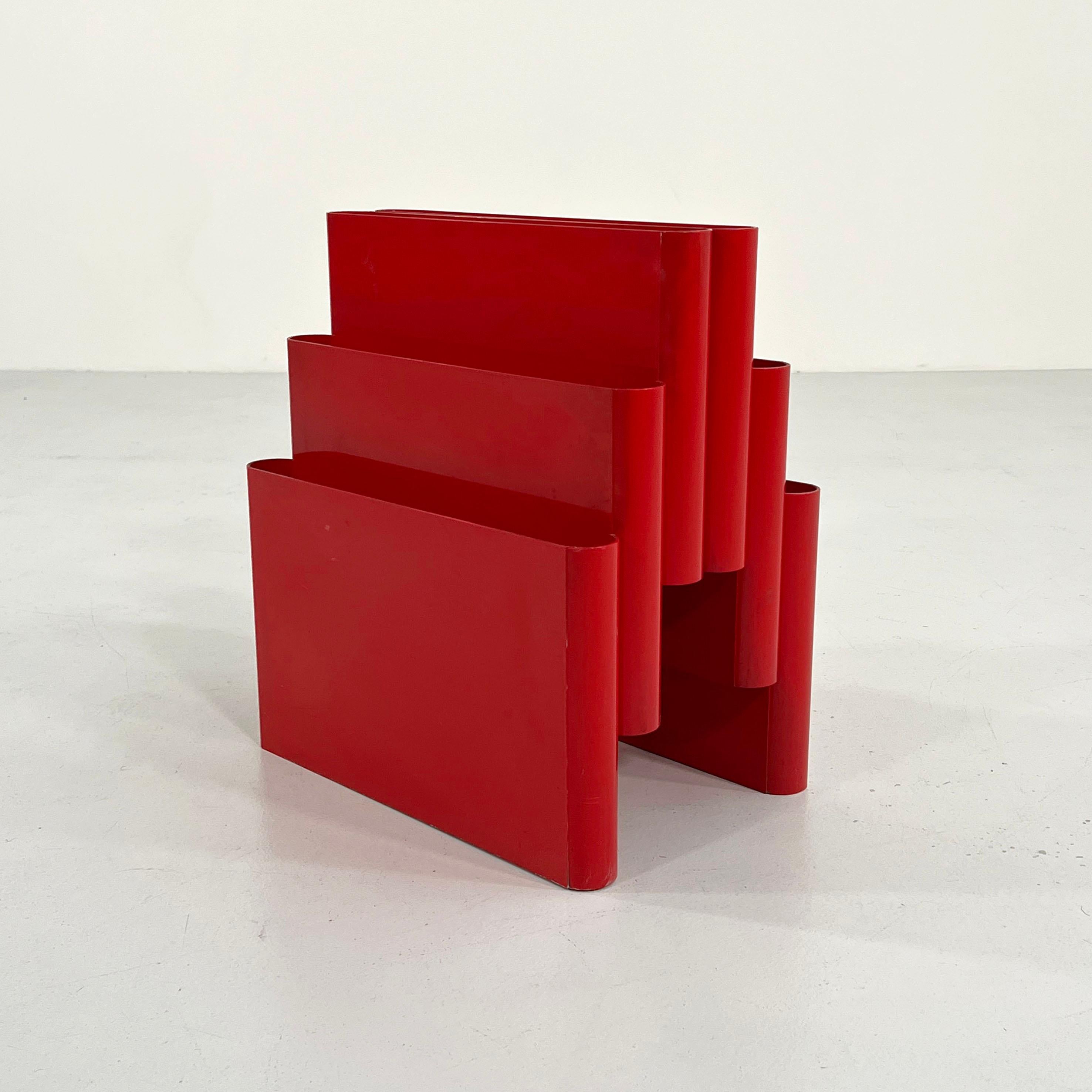 Late 20th Century Red Magazine Rack by Giotto Stoppino for Kartell, 1970s