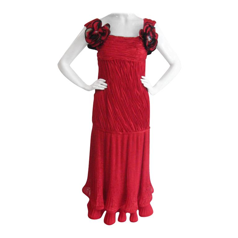 Robe de flamenco à manches larges rouges Maggy en vente