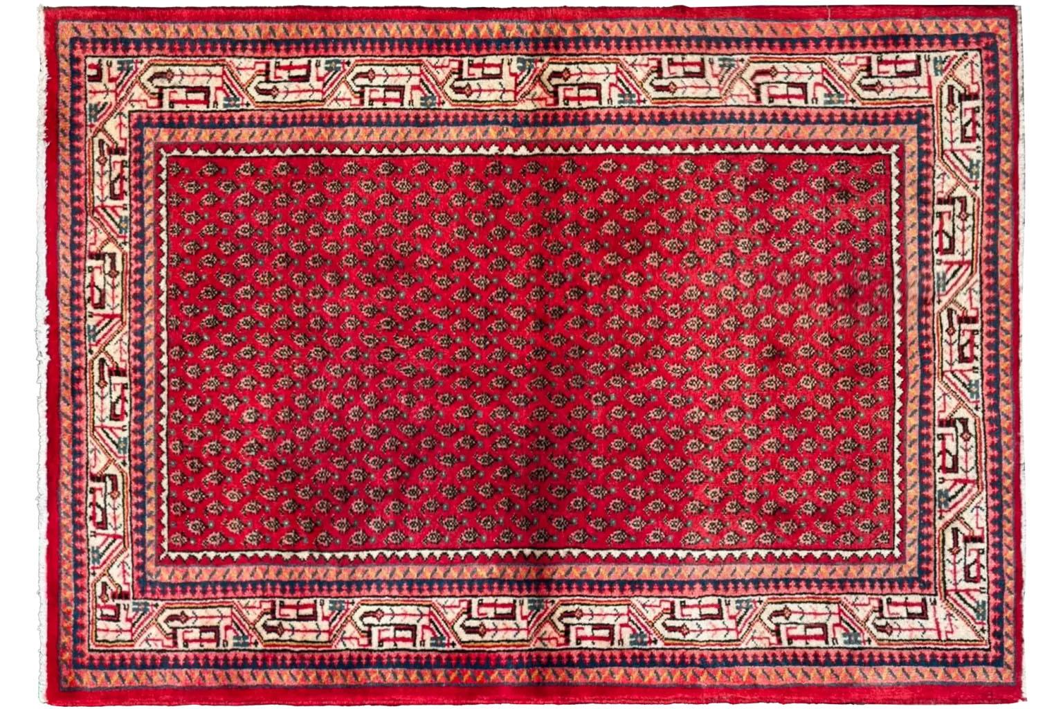 Alfombra Pequeña Mahal Roja - Rojo Llamativo (63x44) Tribal en venta