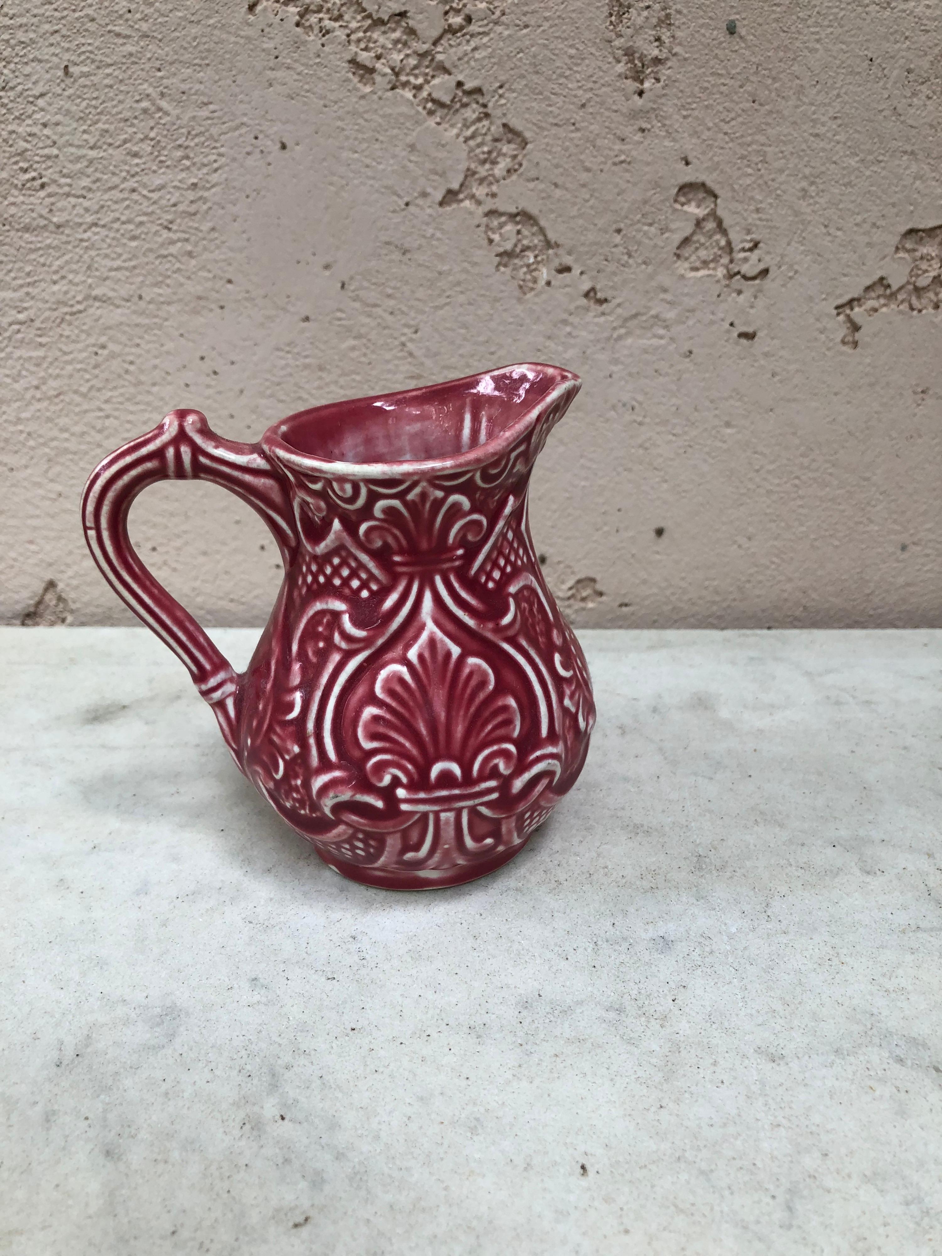 French Red Majolica Creamer Pitcher Onnaing, circa 1920 For Sale