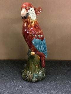 Red Majolica Parrot by Mintons