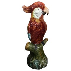 Red Majolica Parrot by Mintons