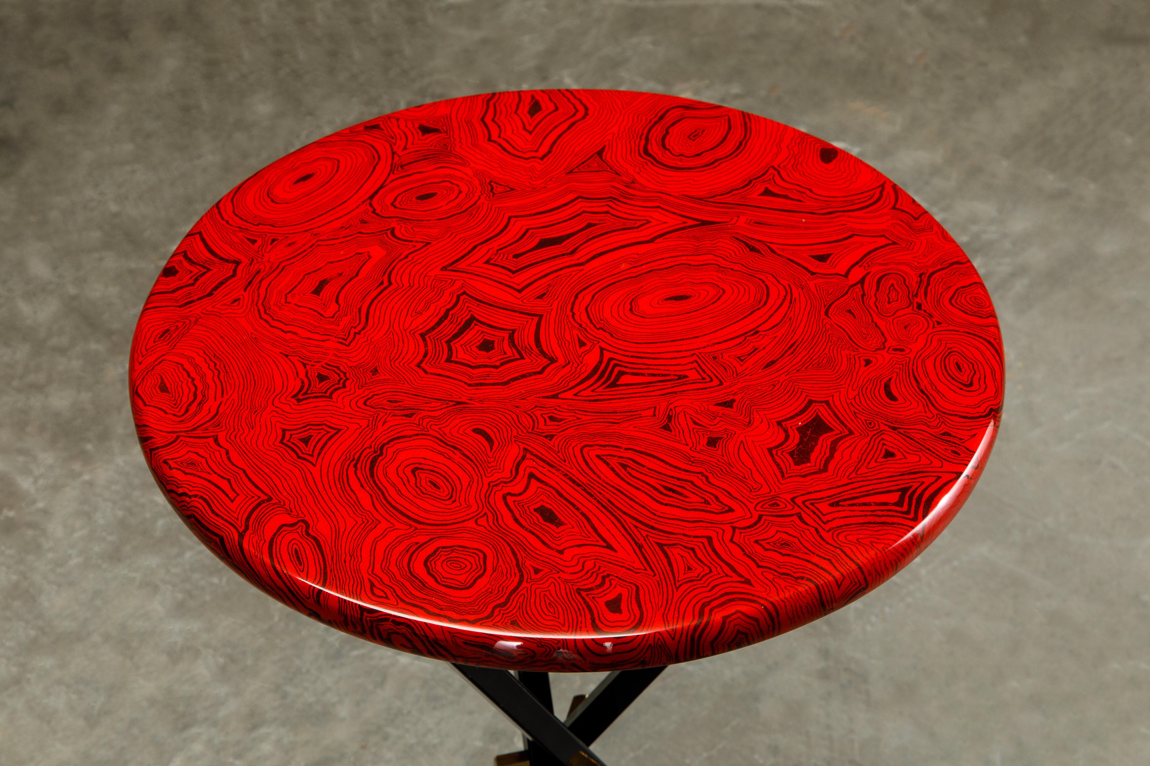 'Red Malachite' Drinks Table by Piero Fornasetti, circa 1970s, Signed  1