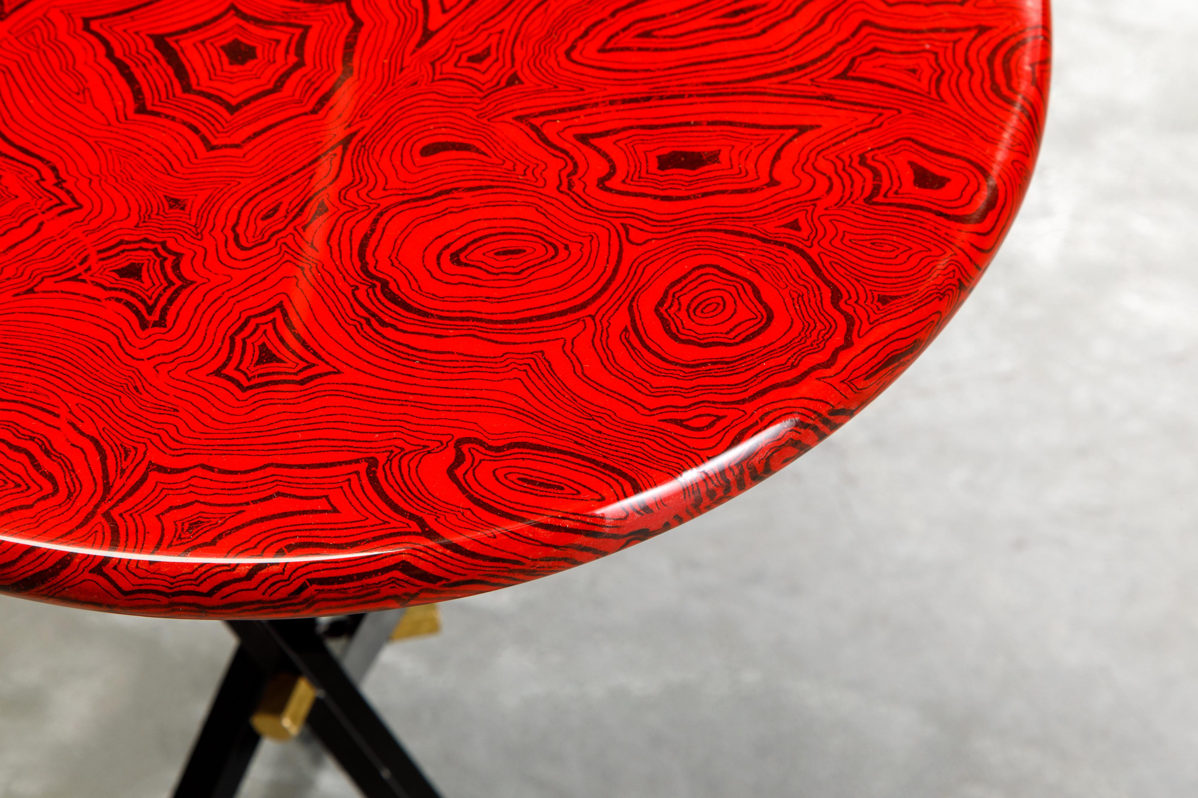 'Red Malachite' Drinks Table by Piero Fornasetti, circa 1970s, Signed  2