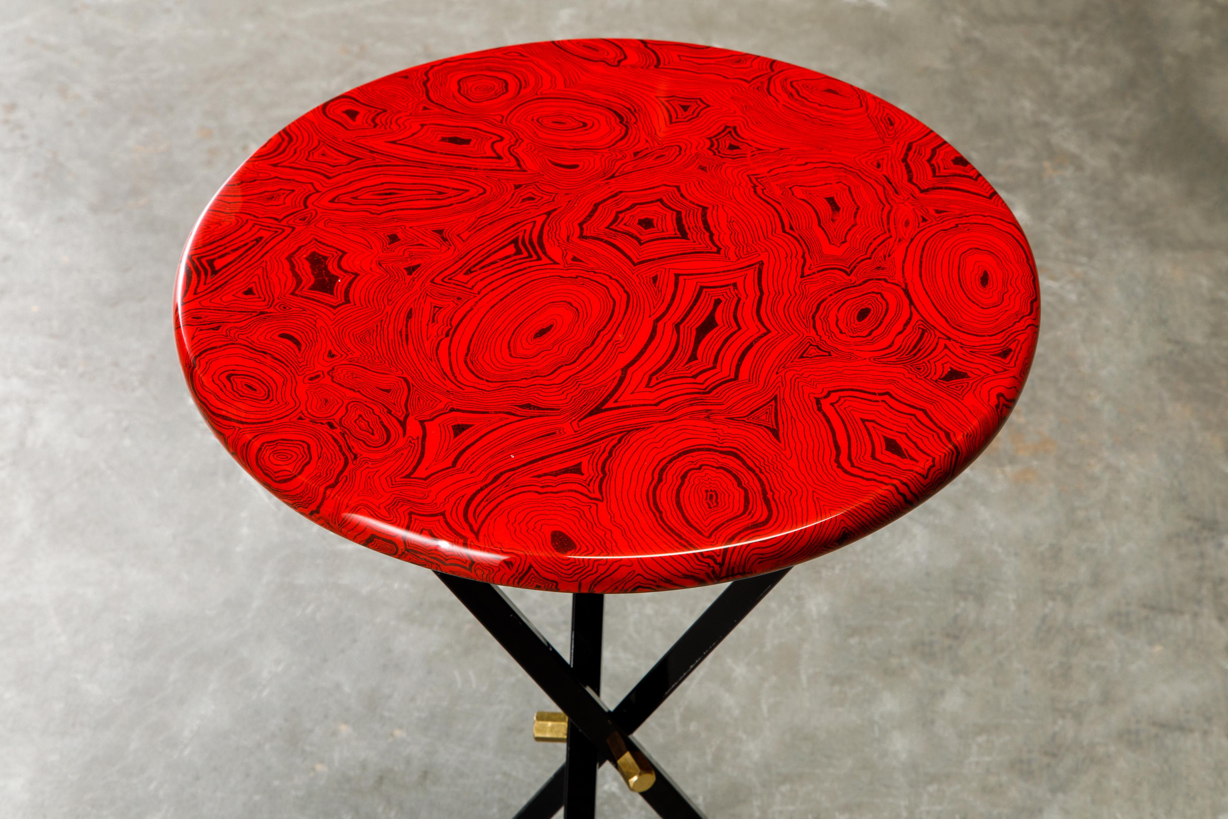 Late 20th Century 'Red Malachite' Drinks Table by Piero Fornasetti, circa 1970s, Signed 