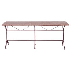 Red Marble and Painted Iron Mid-Century French Garden Table
