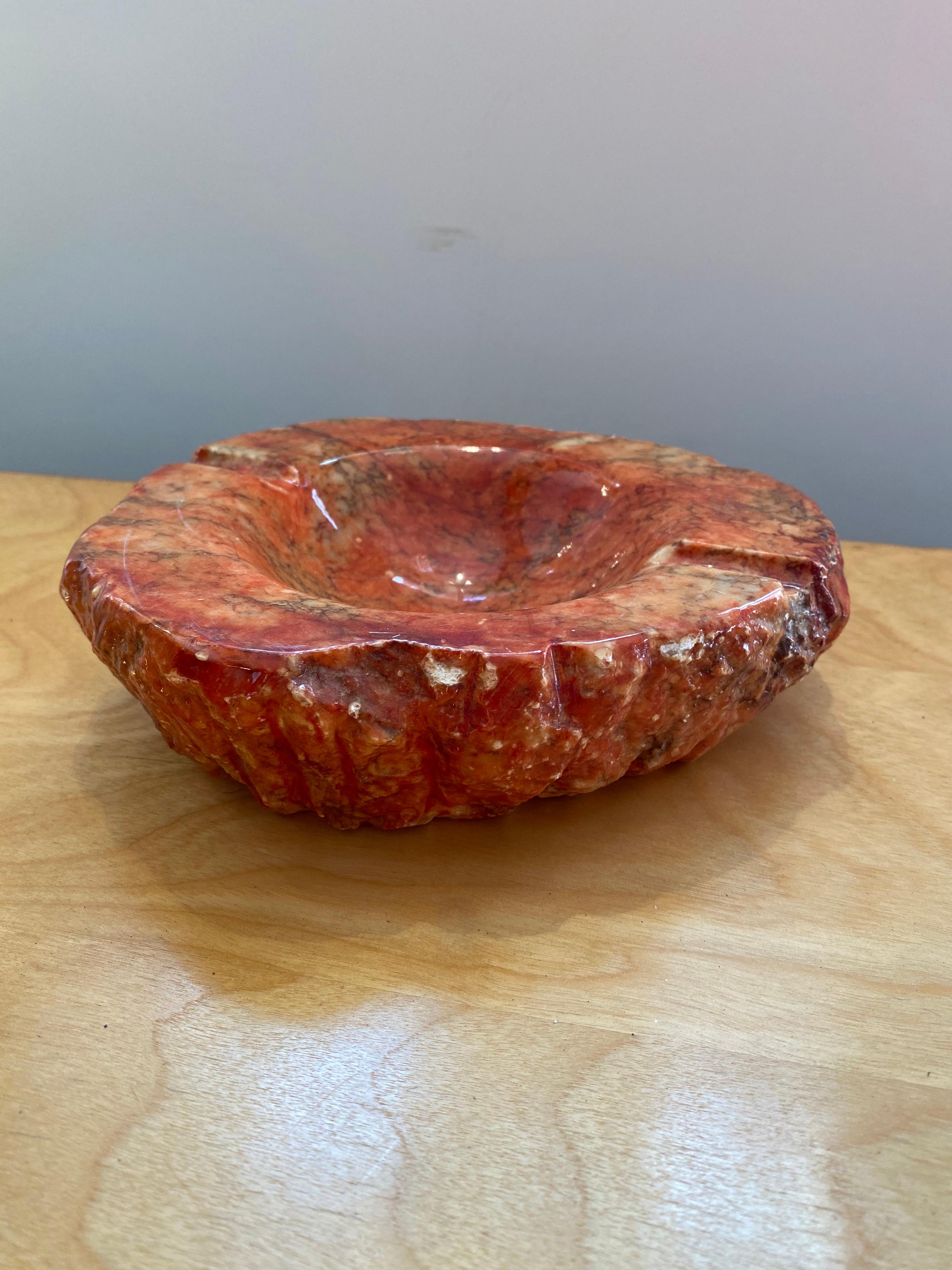 Mid-Century Modern Red Marble Ashtray