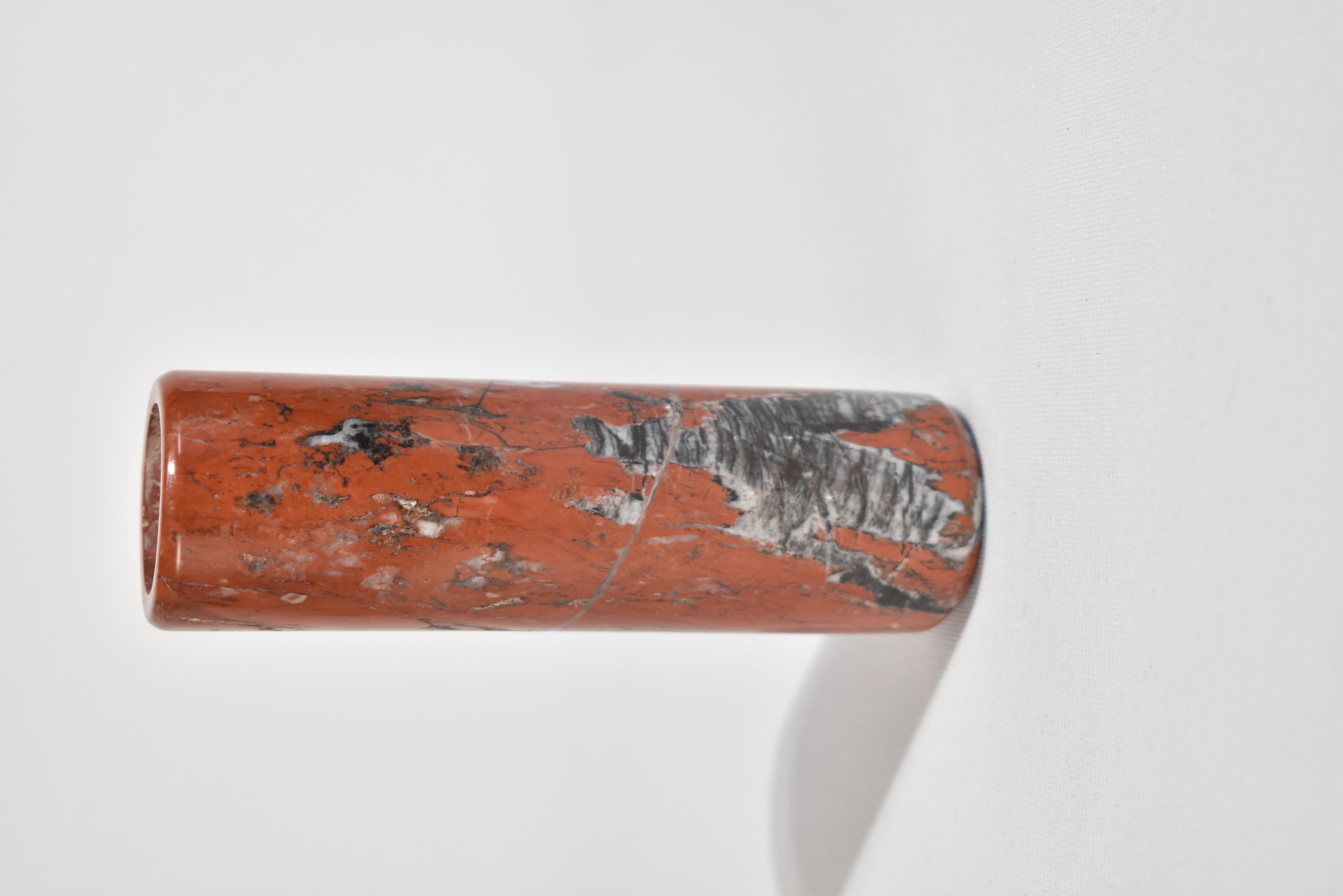 20th Century Red Marble Cylinder Vase