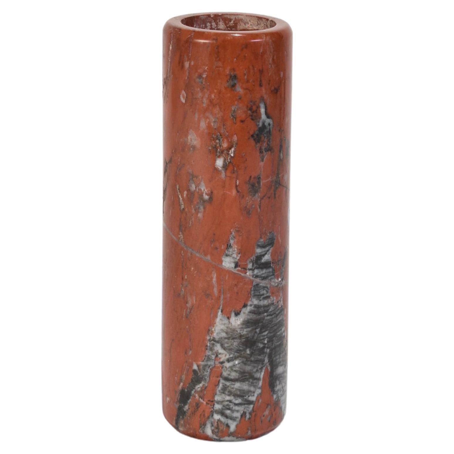 Red Marble Cylinder Vase