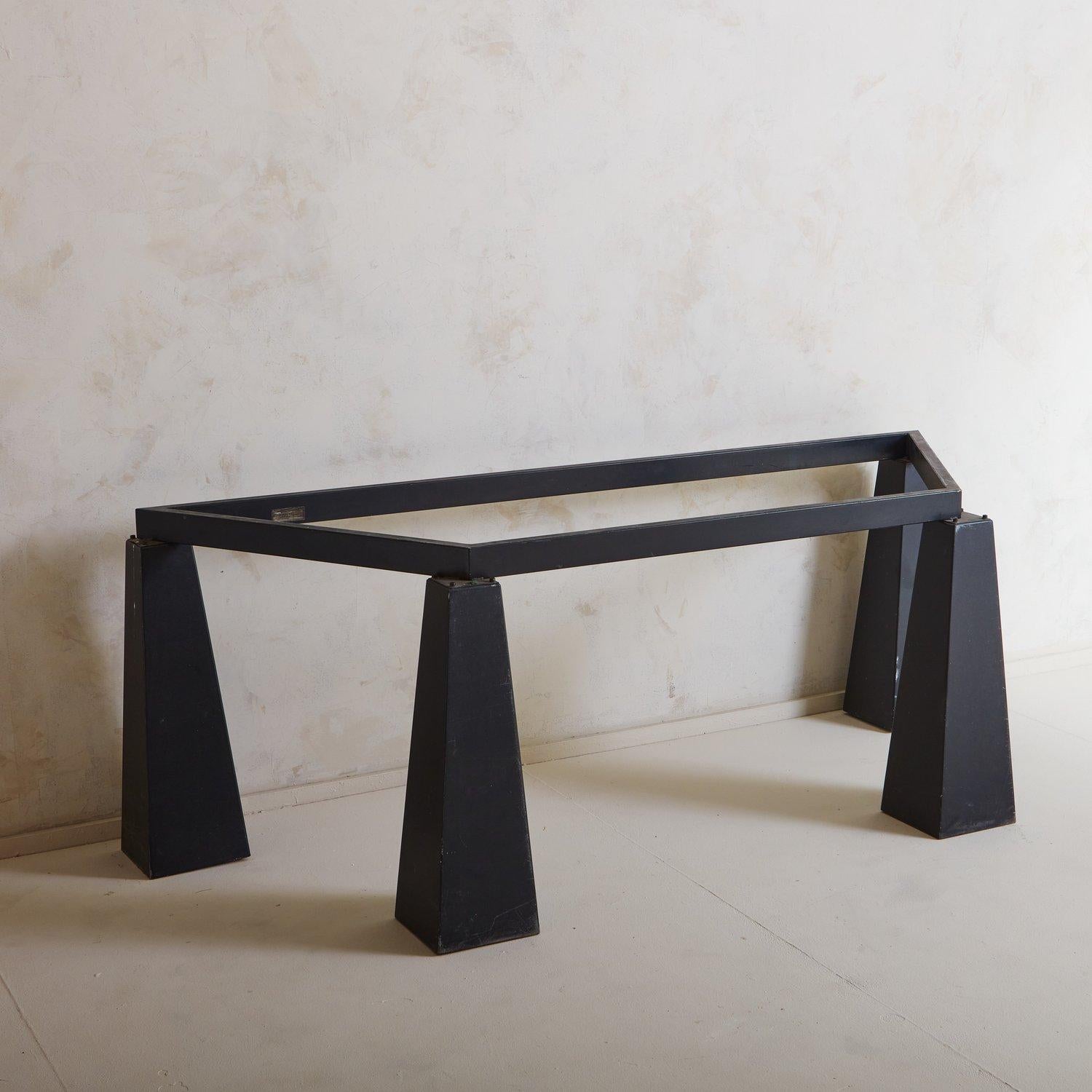 Red Marble + Iron Base Demilune Console Table, Belgium 1980s For Sale 5