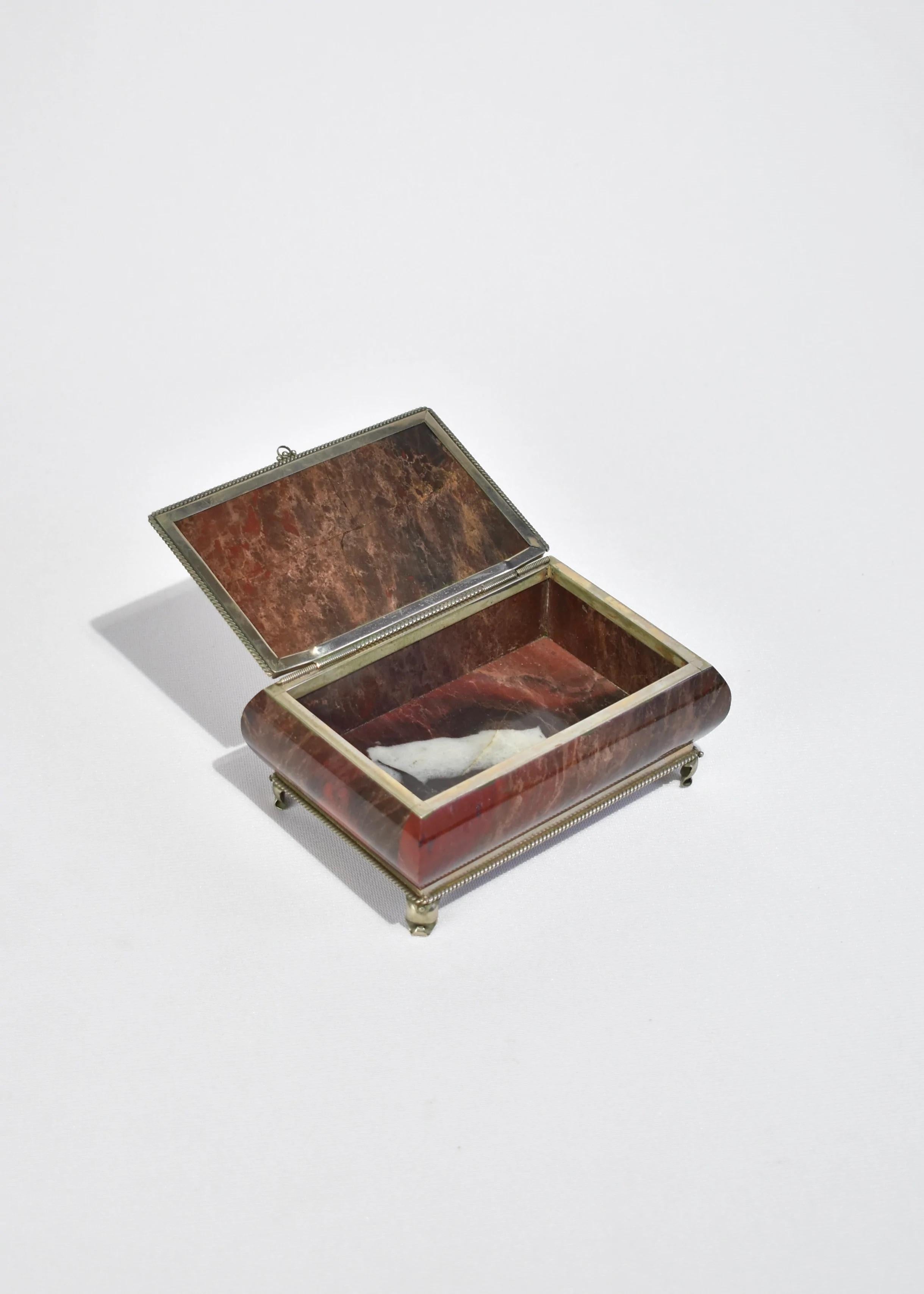 20th Century Red Marble Jewelry Box