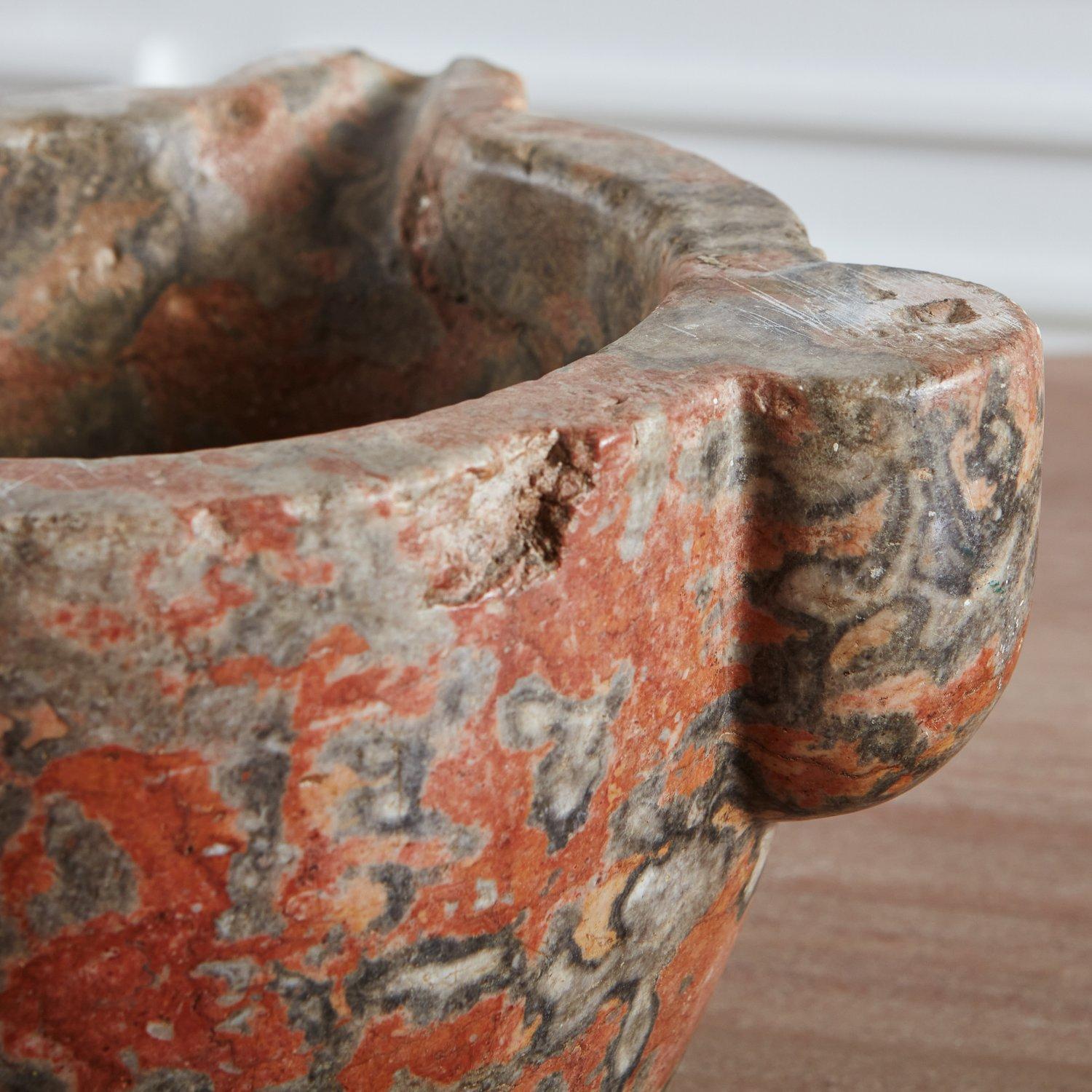 French Red Marble Mortar, France 1900s