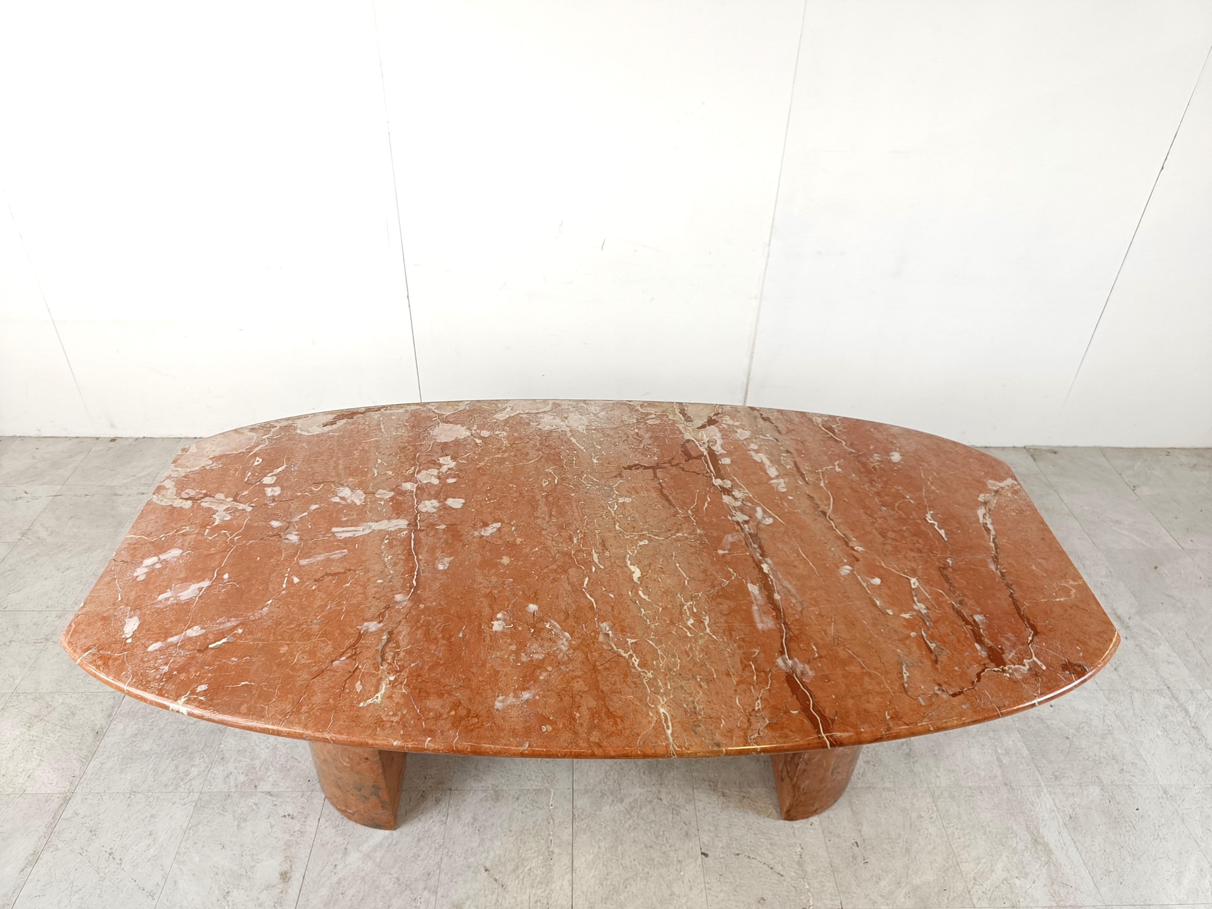 Red Marble oval dining table, 1970s  2