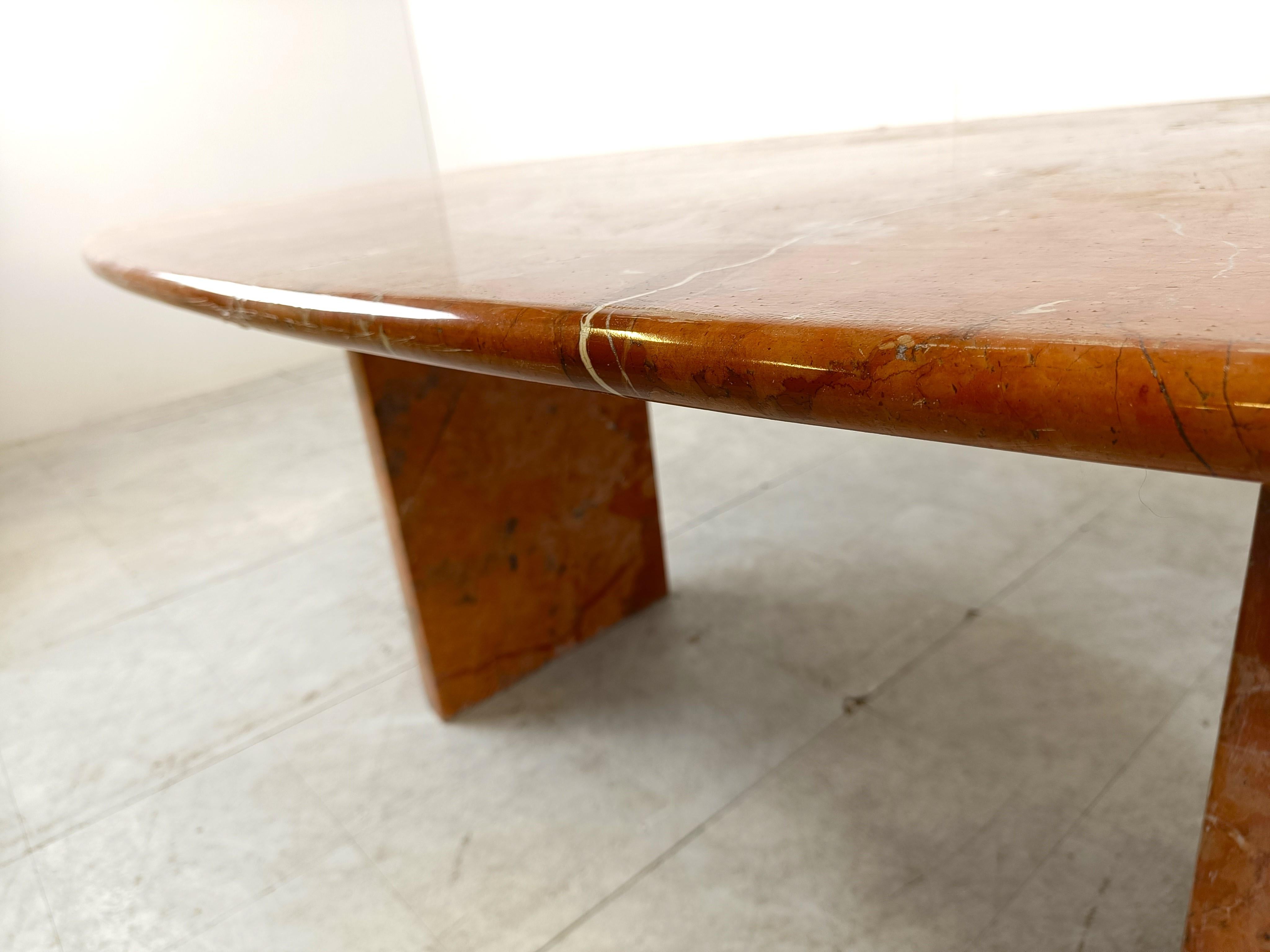 Red Marble oval dining table, 1970s  3