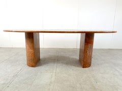 Red Marble oval dining table, 1970s