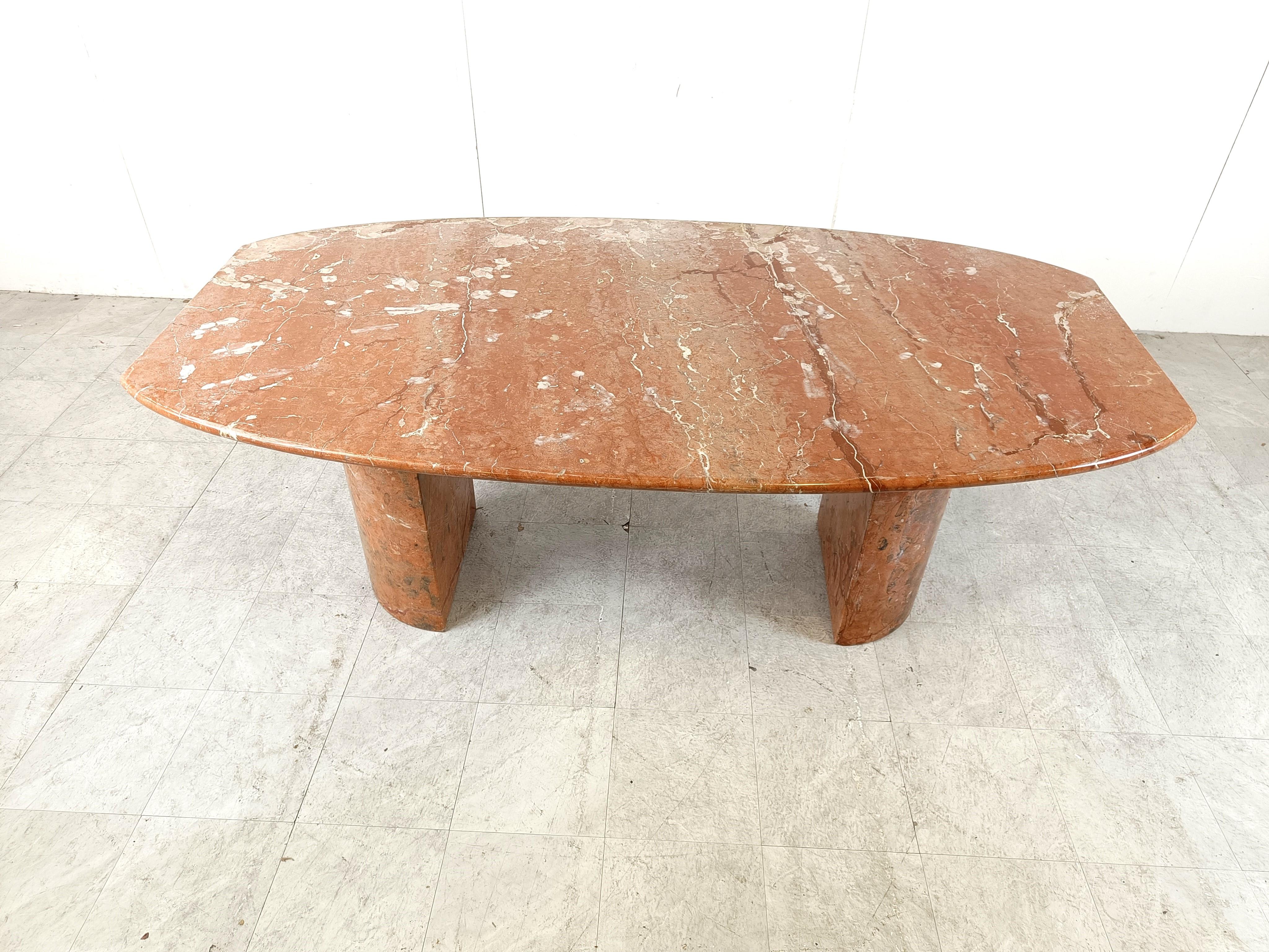 Late 20th Century Red Marble oval dining table, 1970s 