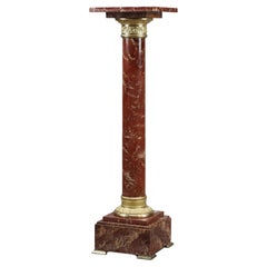 Red Marble Pedestal with Gilt Bronze Decoration