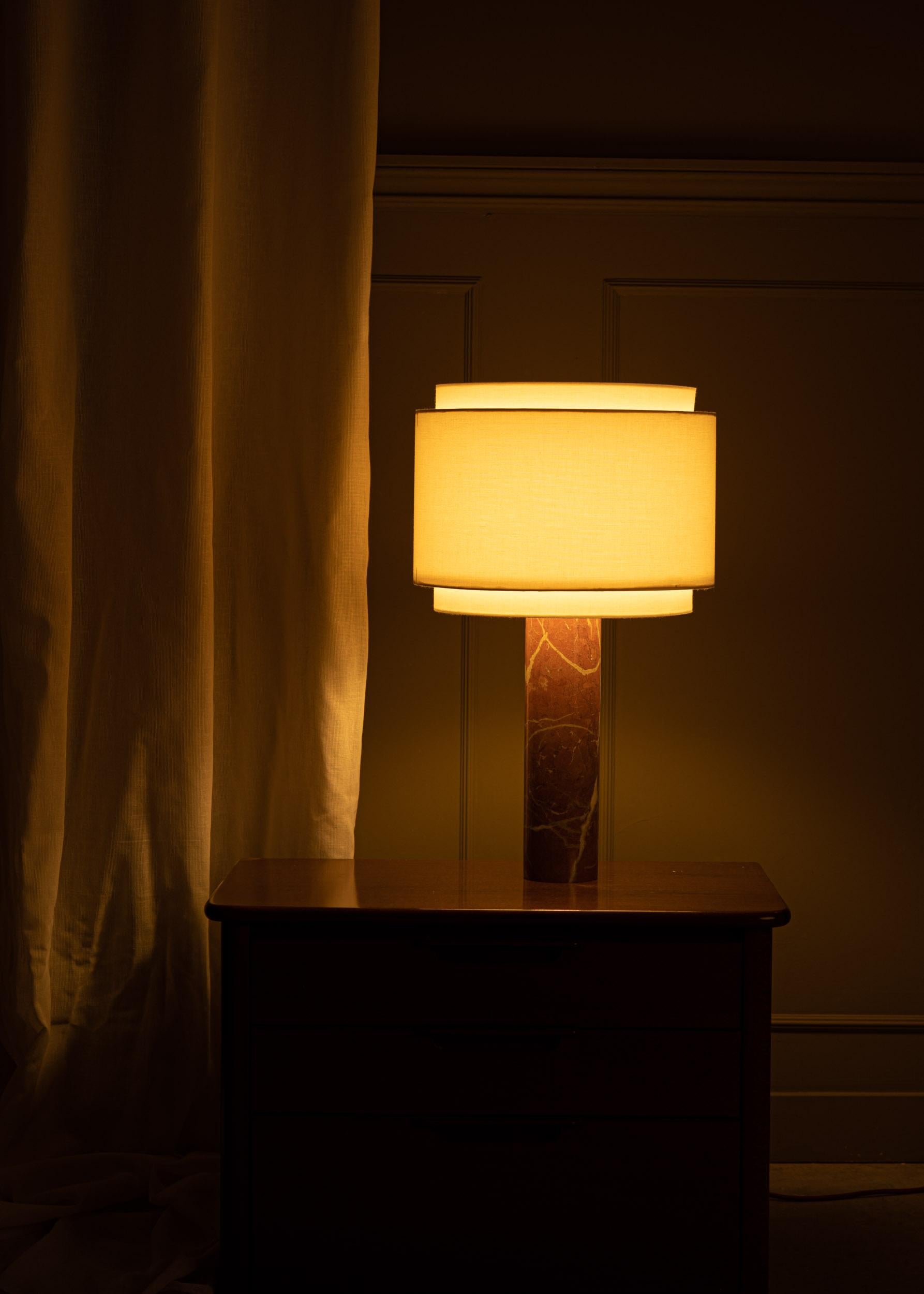 Post-Modern Red Marble Pipo Duoble Table Lamp by Simone & Marcel For Sale