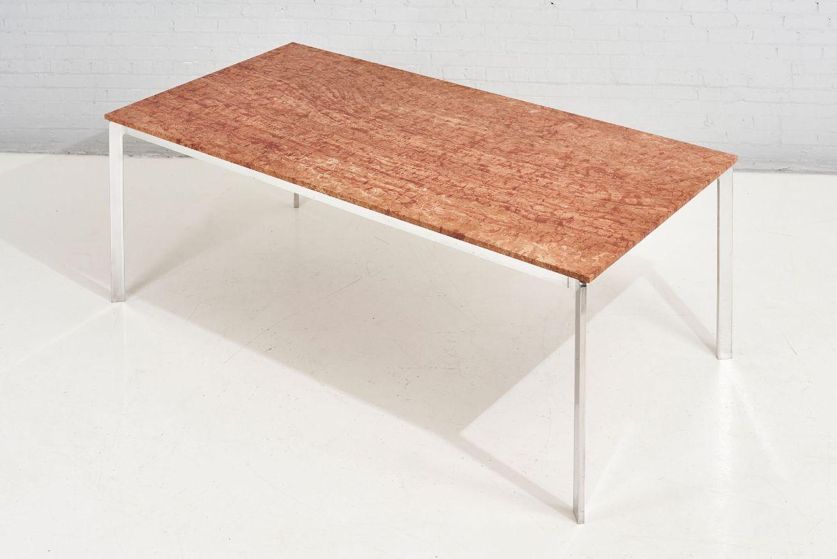 American Red Marble Polished Aluminum Dining Table, 1960