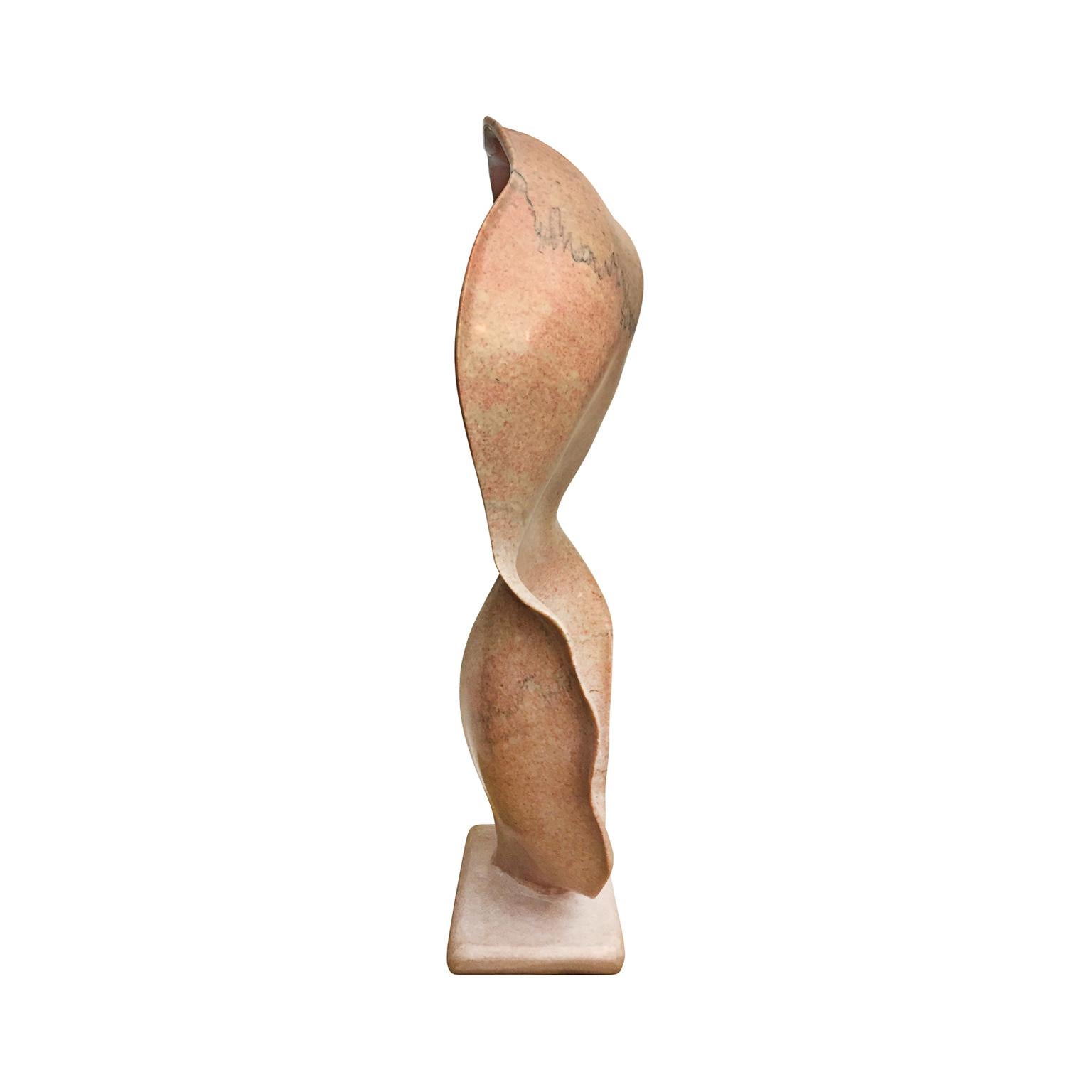 Tall polished abstract marble sculpture, entitled 