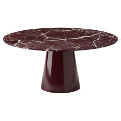 Mesa de Comedor Redonda de Mármol Rojo con Pedestal en Laca Borgoña Profunda- Mondo Design