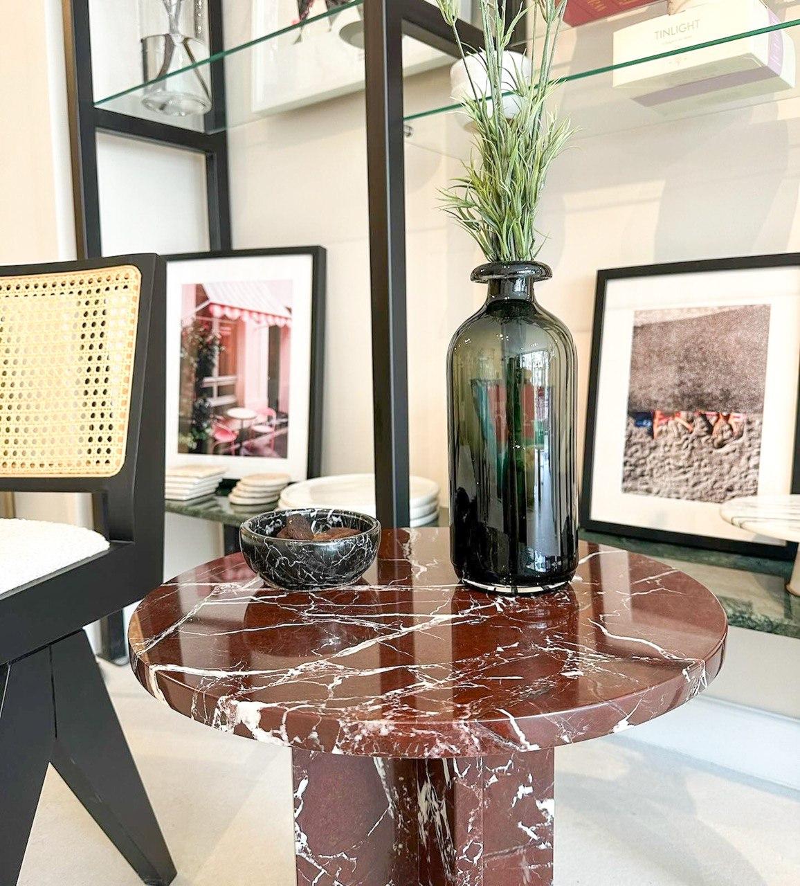 Arts and Crafts Red Marble Side Table - Red Marble Coffee Table - Rosso Levanto End Table For Sale