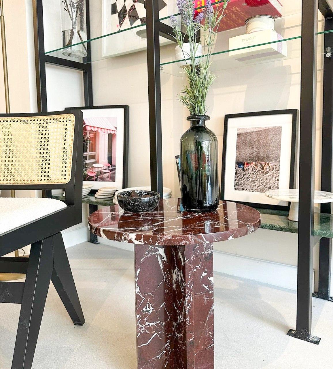Turkish Red Marble Side Table - Red Marble Coffee Table - Rosso Levanto End Table For Sale