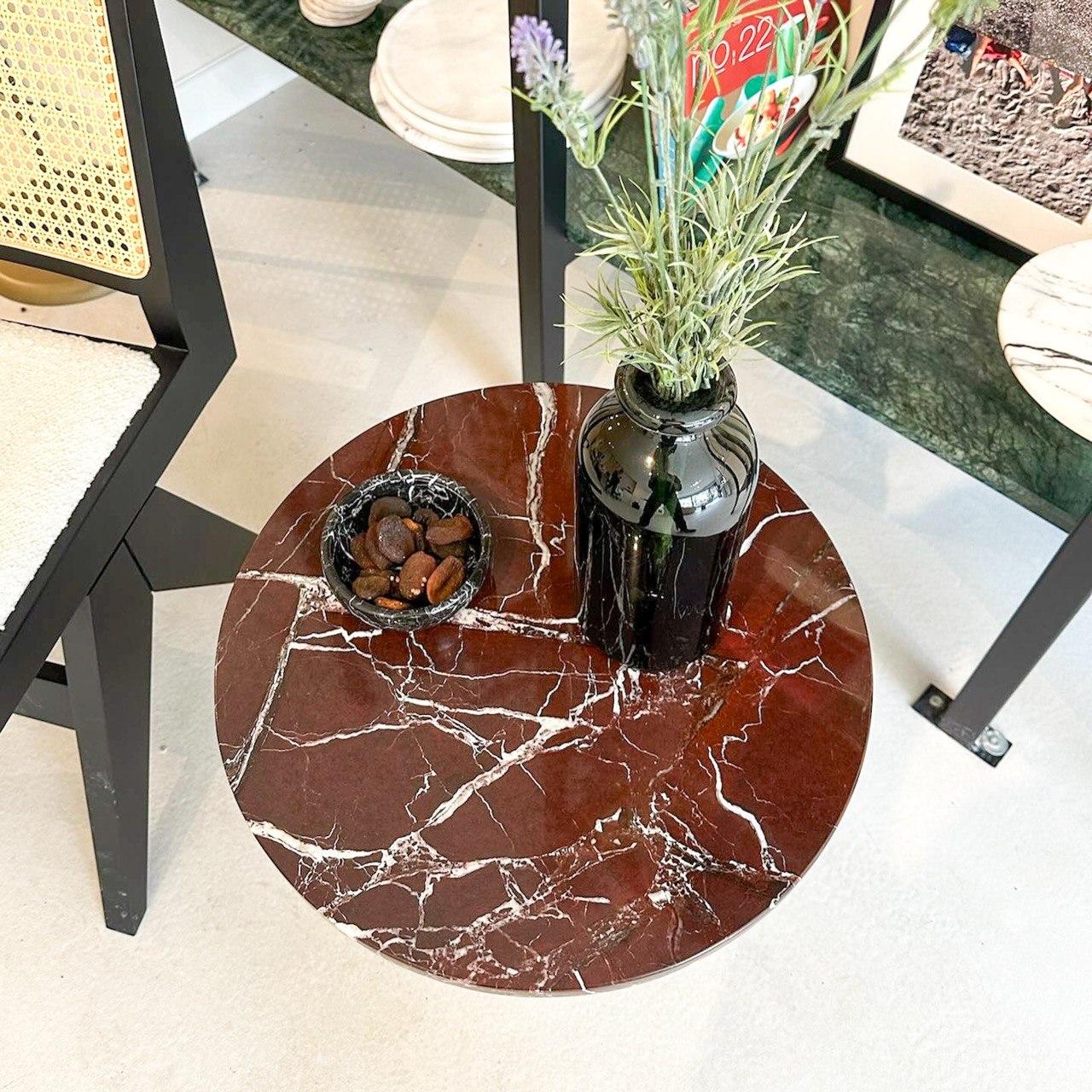 Red Marble Side Table - Red Marble Coffee Table - Rosso Levanto End Table In New Condition For Sale In İnegöl, TR