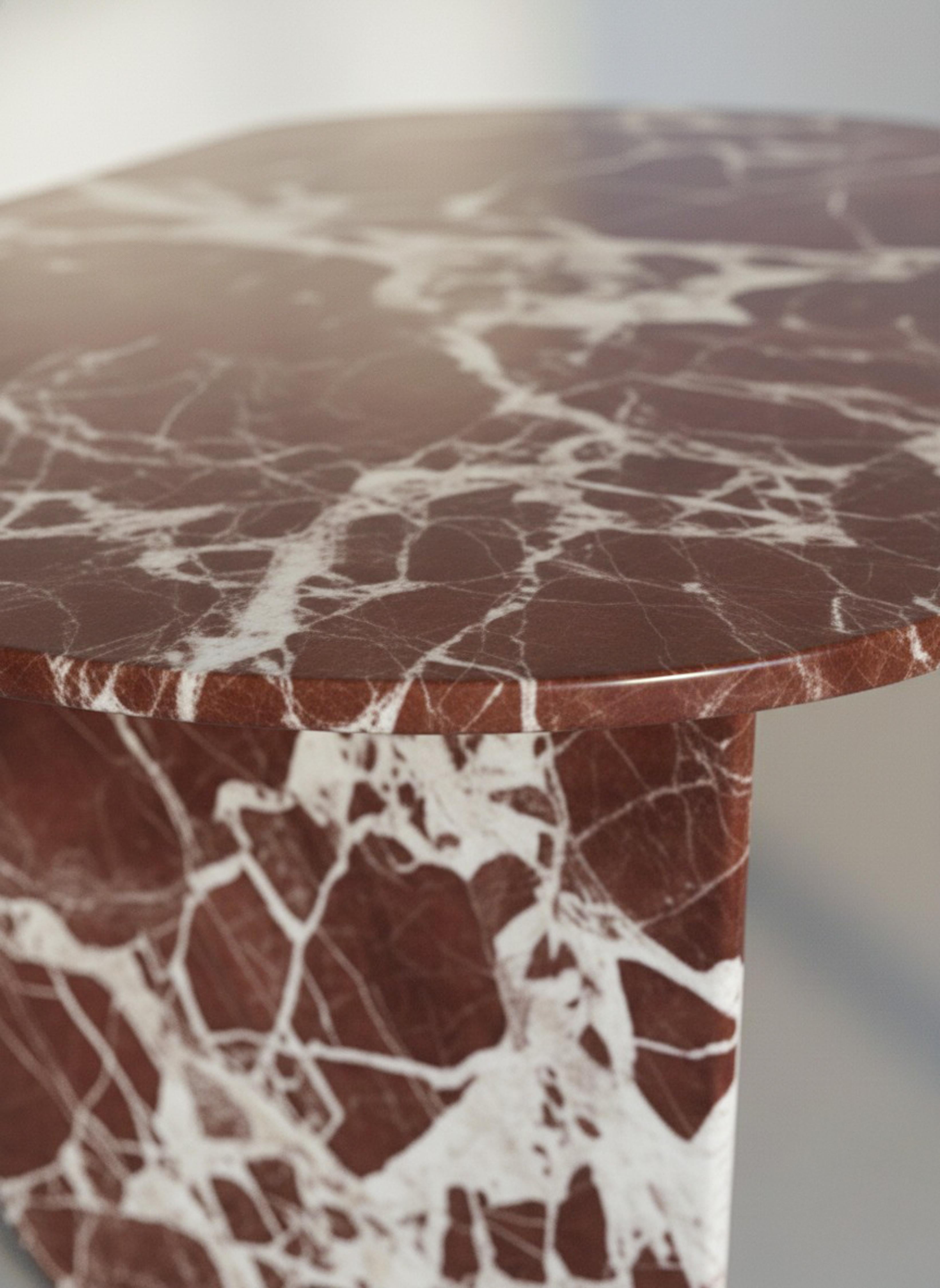 Red Marble Solid Dining Table  - Handcrafted Marble Table For Sale 3