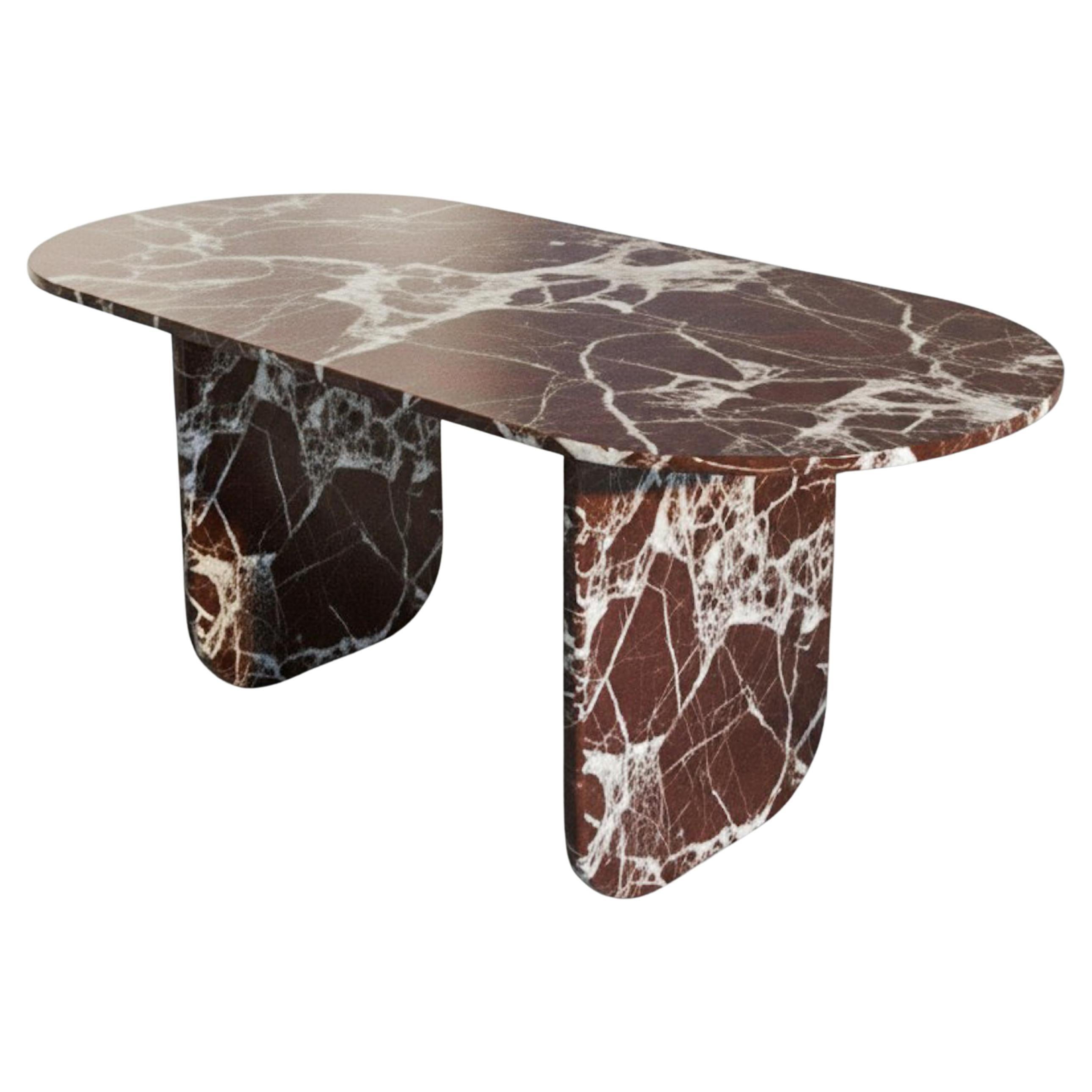 Red Marble Solid Dining Table  - Handcrafted Marble Table For Sale