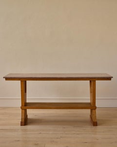 Red Marble & Solid Wood Console Table