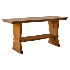 Red Marble & Solid Wood Console Table