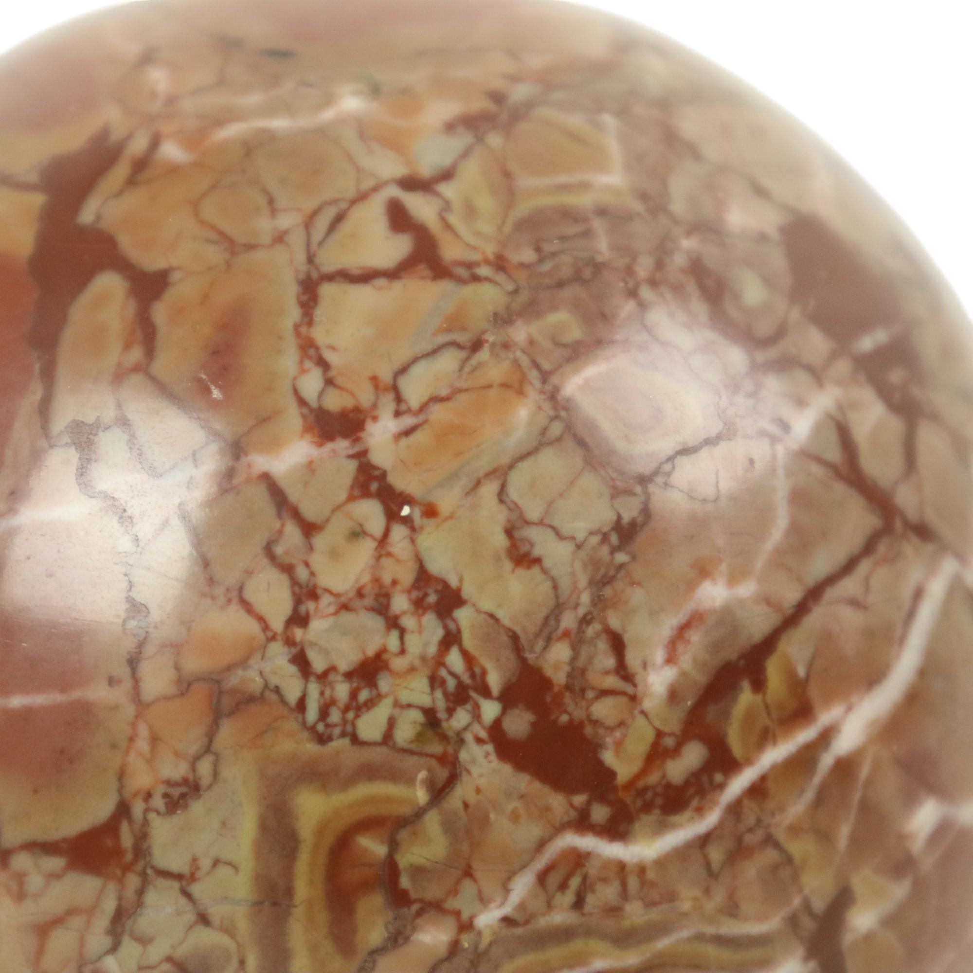 Sfera di marmo rosso Gemma pesante d'epoca lucidata Ball 12cm in vendita 3