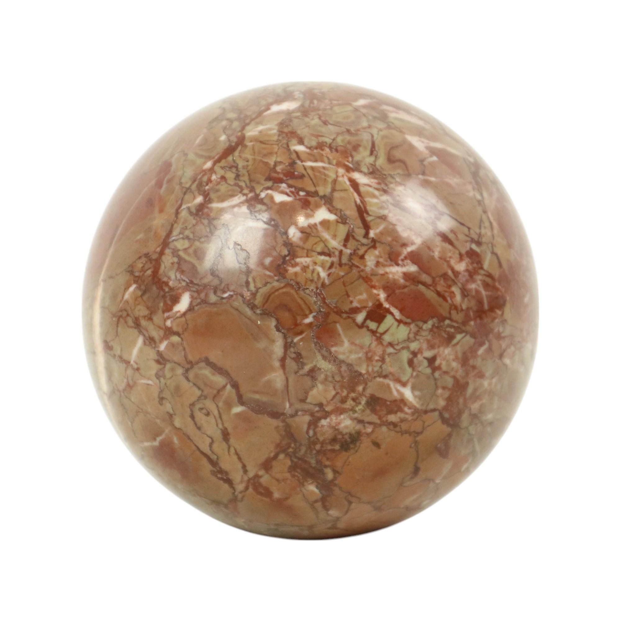 Sfera di marmo rosso Gemma pesante d'epoca lucidata Ball 12cm in vendita 5