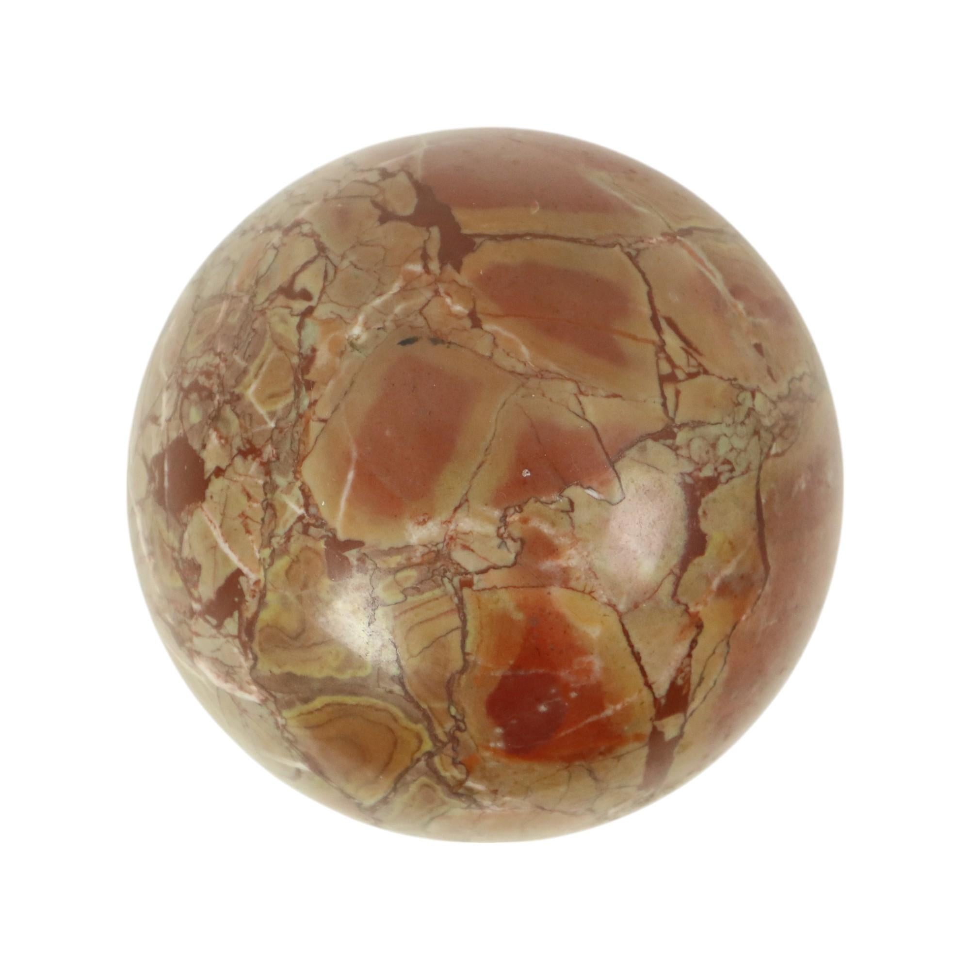 Sfera di marmo rosso Gemma pesante d'epoca lucidata Ball 12cm in vendita 1