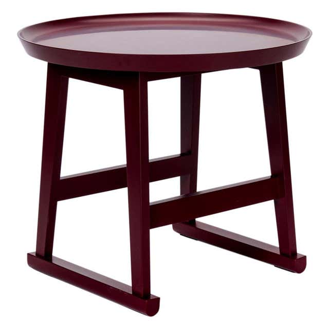 Shellac Tabletop Red Matte Shellac Round Side Table, B&B Italia at 1stDibs