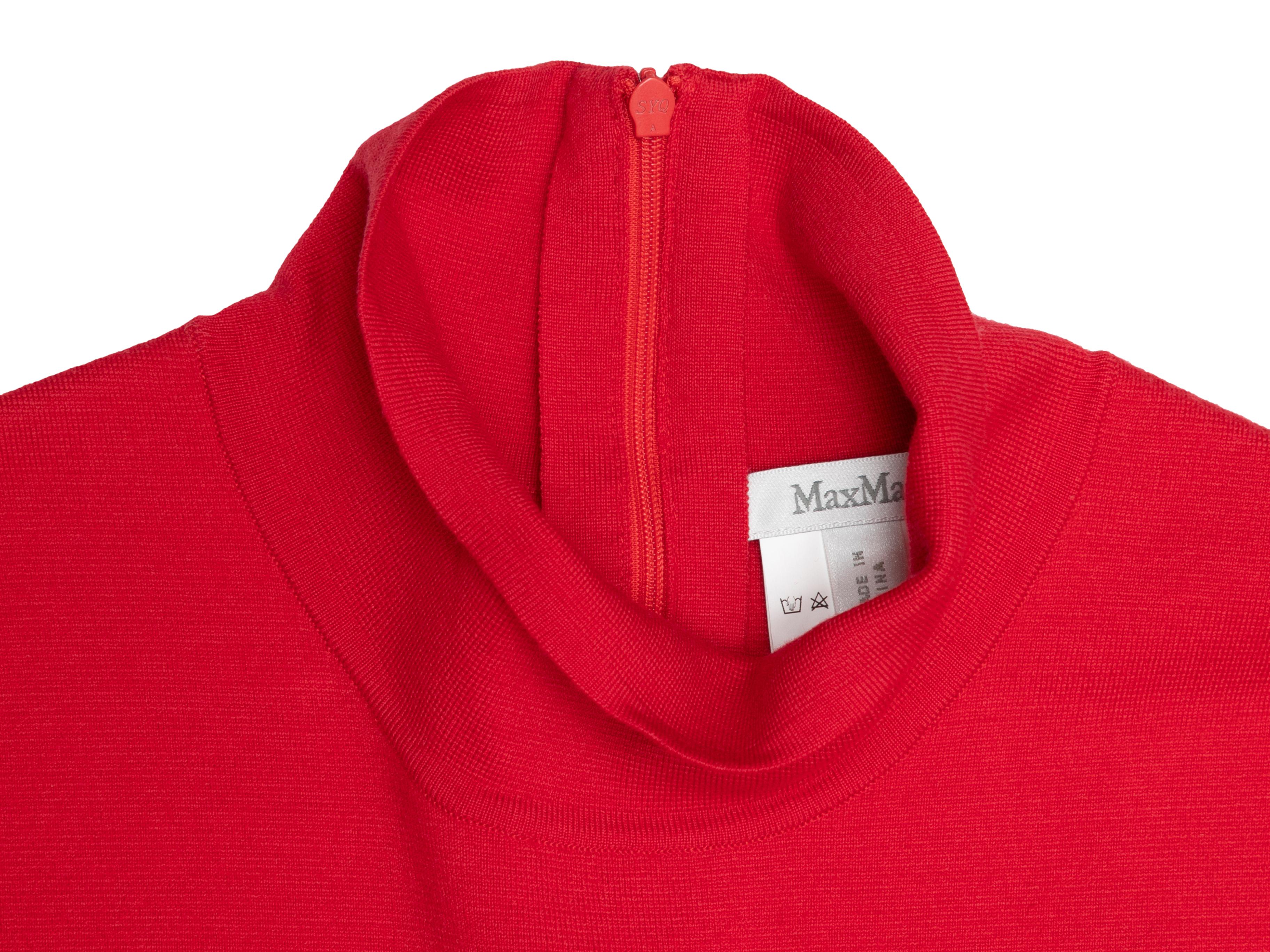 Red Max Mara Virgin Wool Sleeveless Dress Size US M For Sale 2