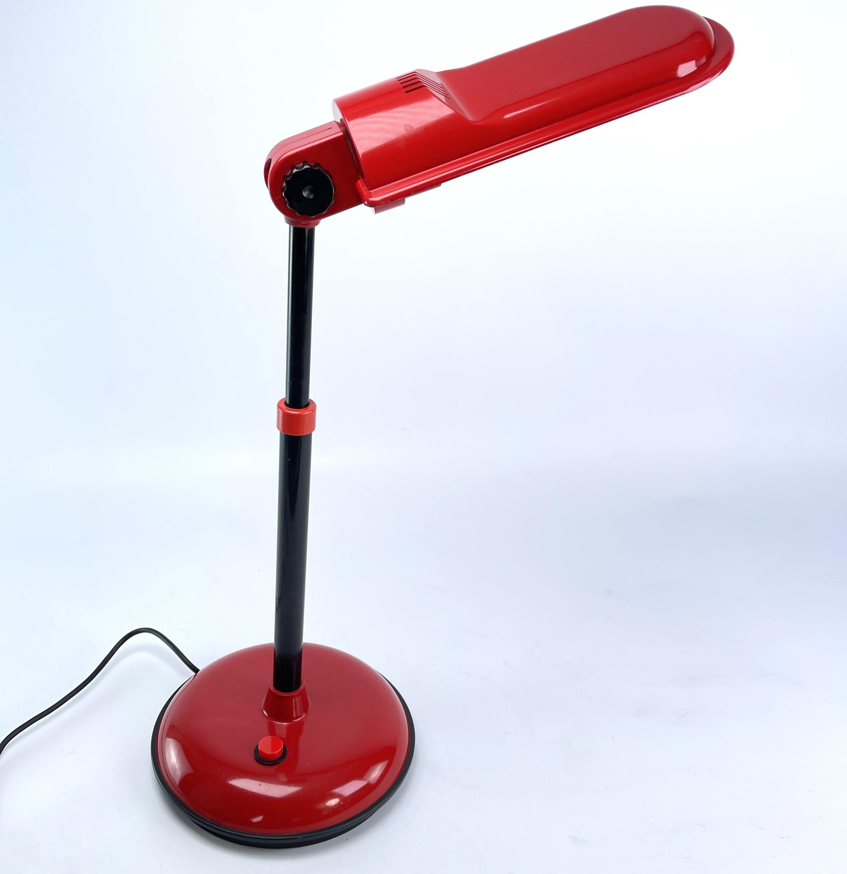 Mid-Century Modern red MAZDA  desk lamp , 1980s For Sale