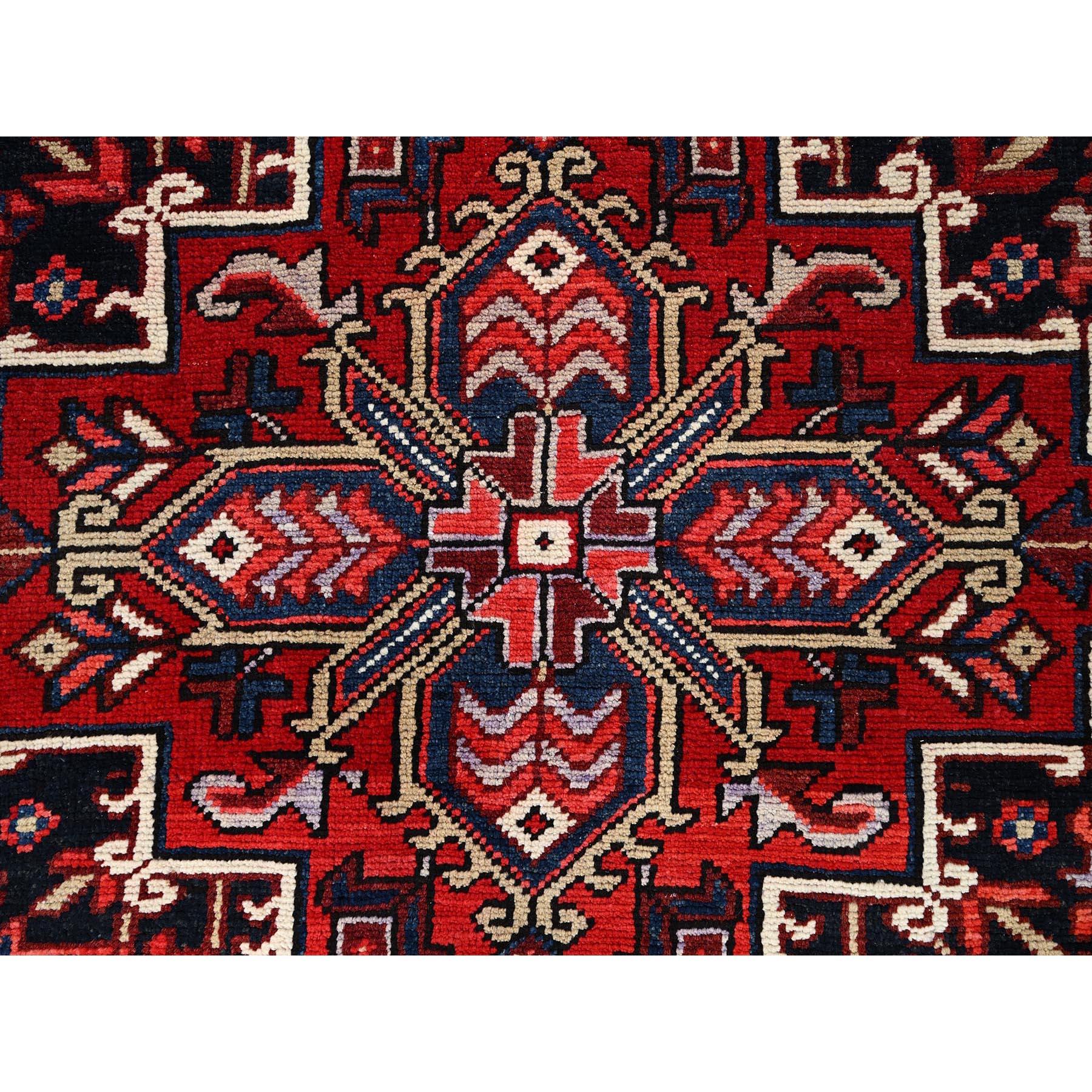 Red Medallion Hand Knotted Soft Wool Vintage Persian Heriz Rustic Look Clean Rug 3