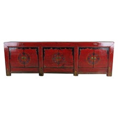 Antique Red Medallion Low Sideboard