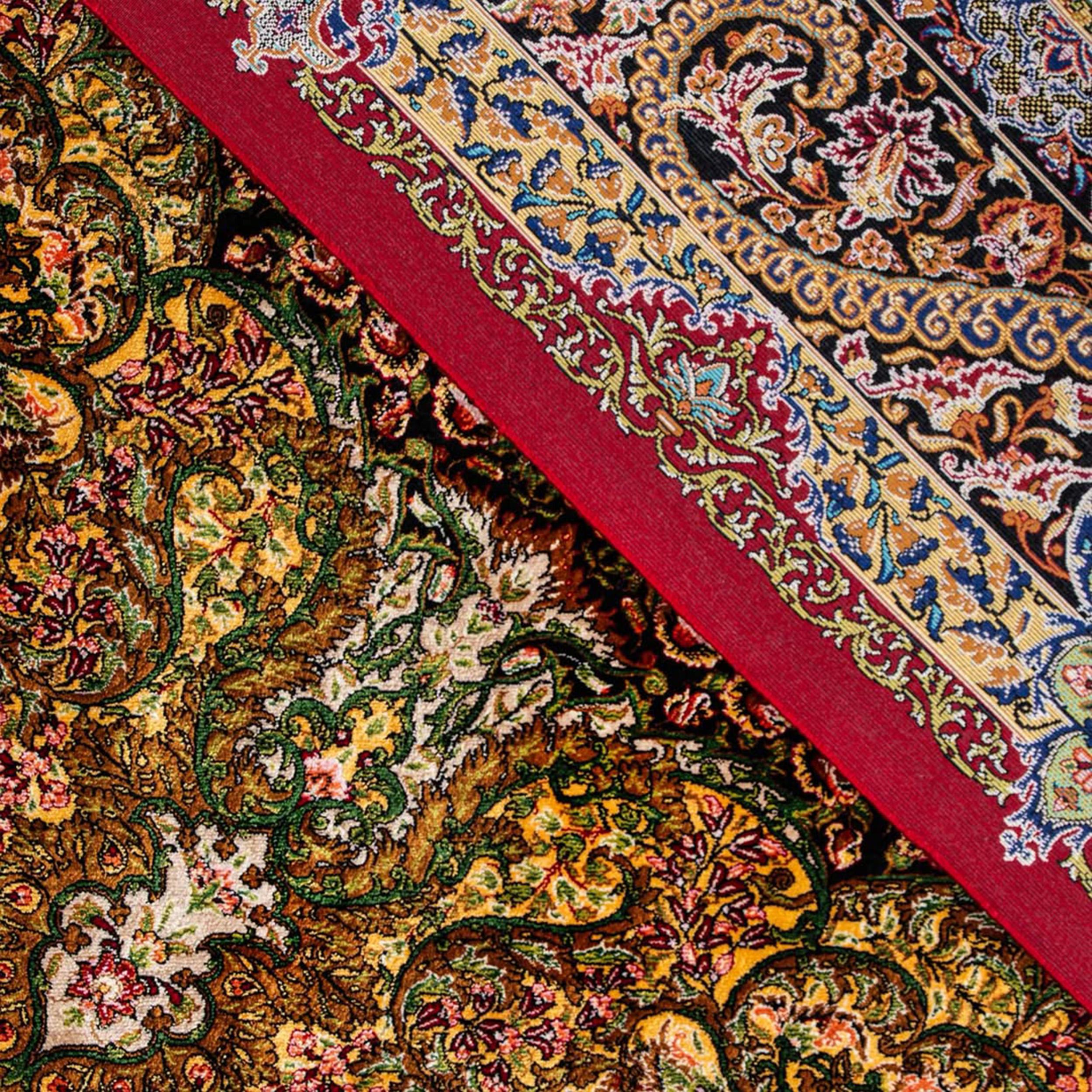 Tappeto di seta persiano stile Tabriz con medaglione rosso, 150x225 cm in vendita 3