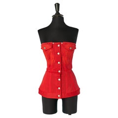 Red mesh corset with laces on the back JEAN-PAUL GAULTIER JEANS