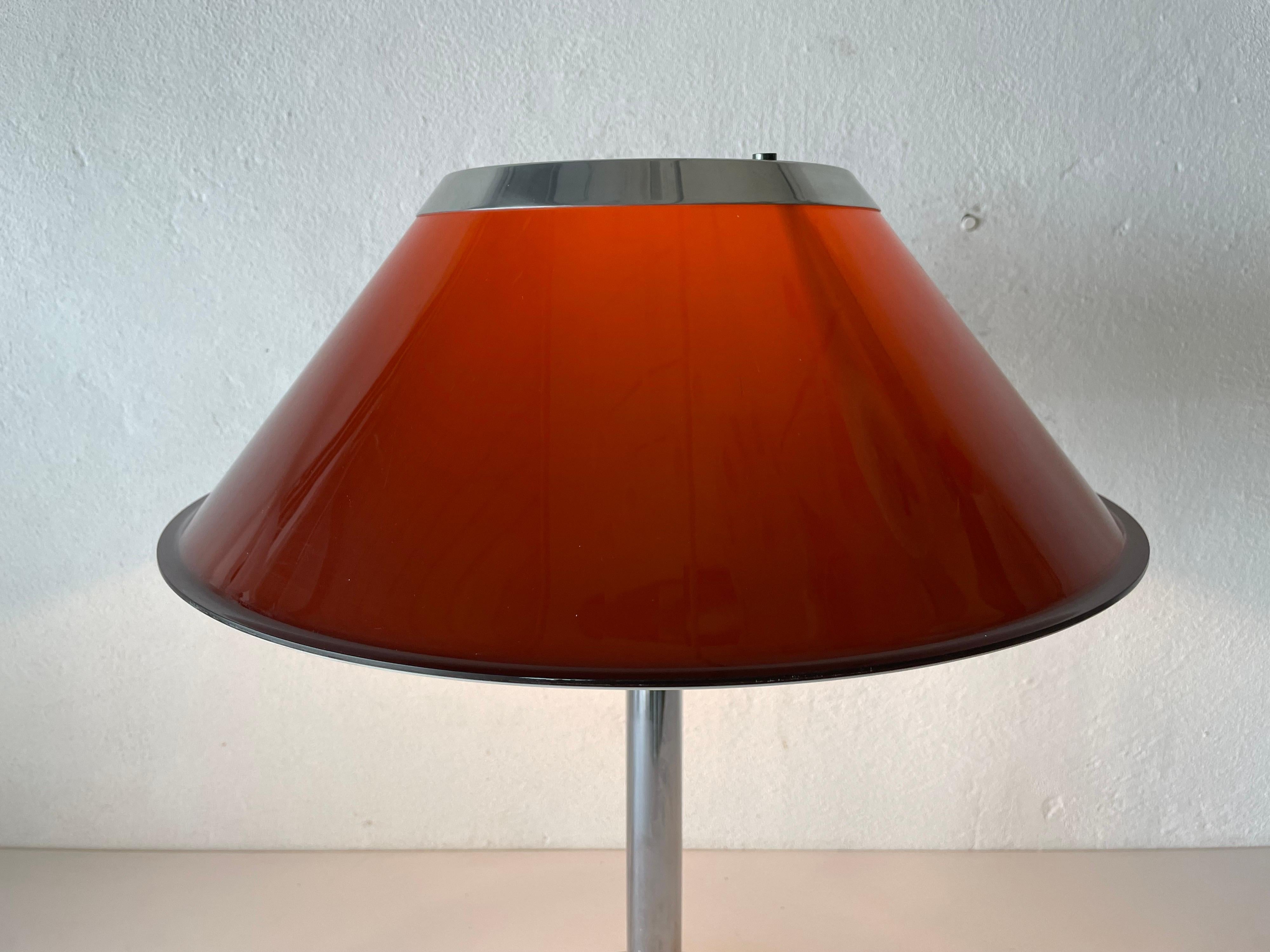 Red Metal and Chrome Table Lamp by Ateljé Lyktan, 1970s, Sweden For Sale 3