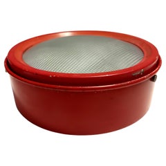 Red Metal and Glass Ceiling Light model 3055 by Gino Sarfatti for Arteluce, 1962