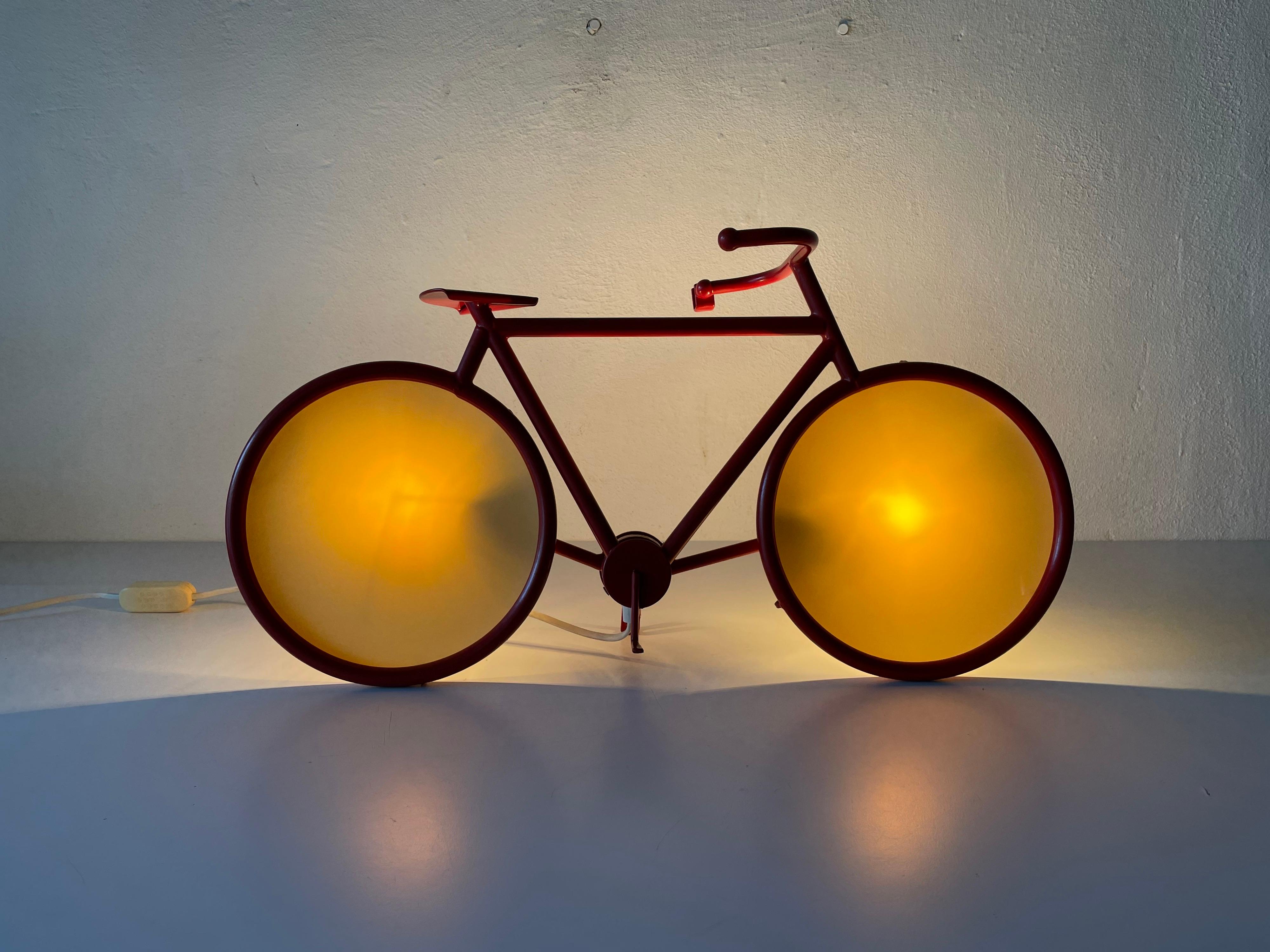 Red Metal Bicycle Table Lamp or Wall Lamp by Zicoli, 1970s, Italy For Sale 3