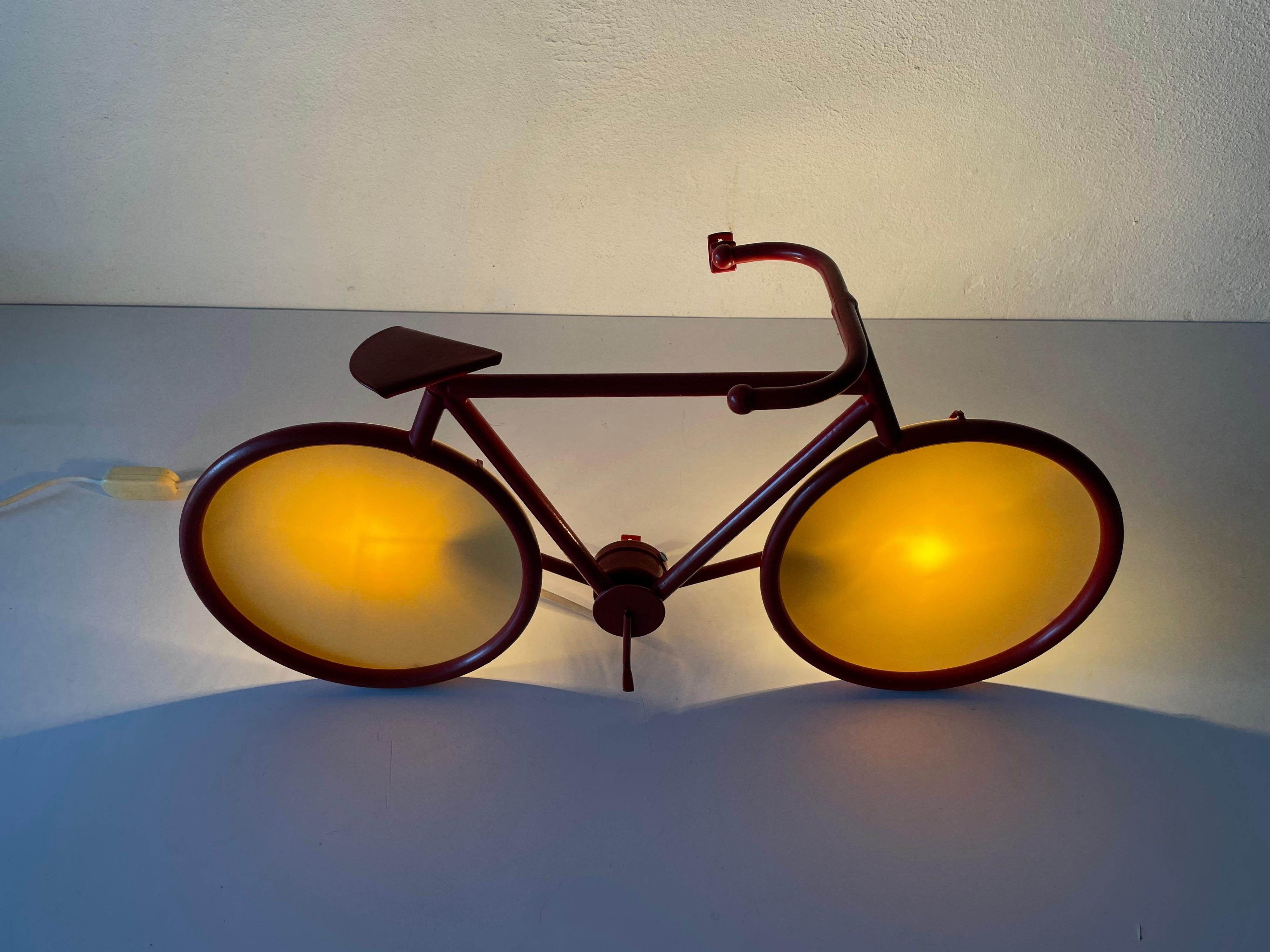 Red Metal Bicycle Table Lamp or Wall Lamp by Zicoli, 1970s, Italy For Sale 4