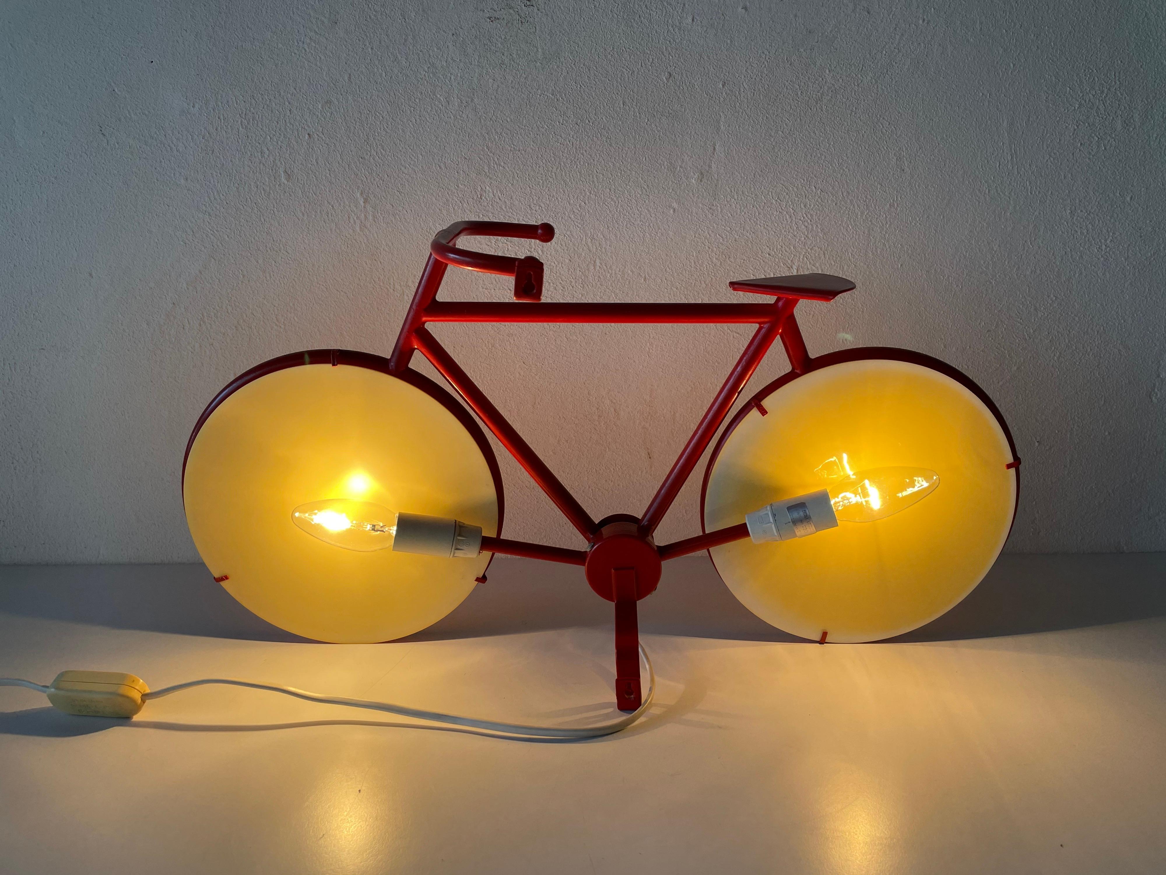 Red Metal Bicycle Table Lamp or Wall Lamp by Zicoli, 1970s, Italy For Sale 5