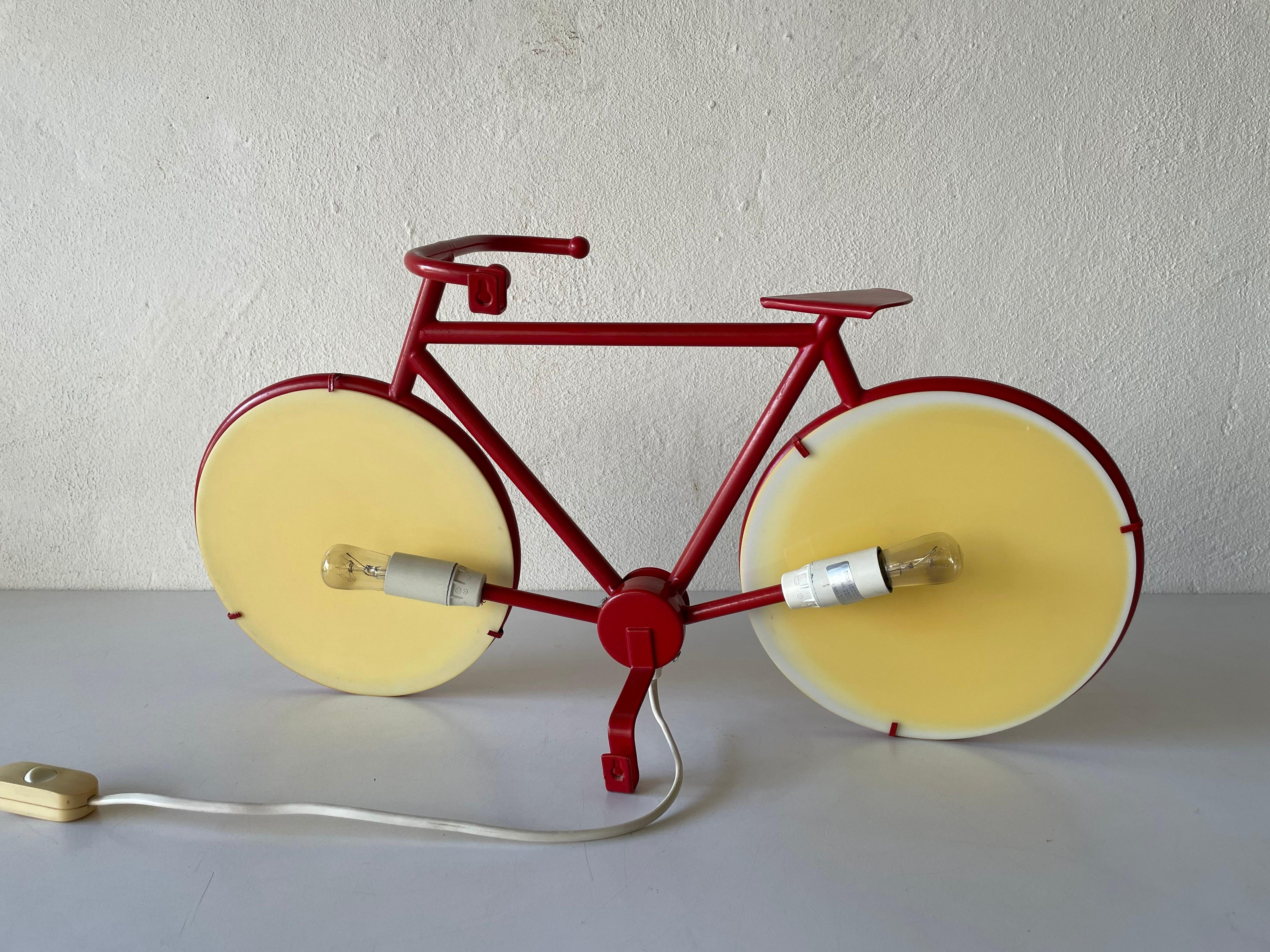 Italian Red Metal Bicycle Table Lamp or Wall Lamp by Zicoli, 1970s, Italy For Sale